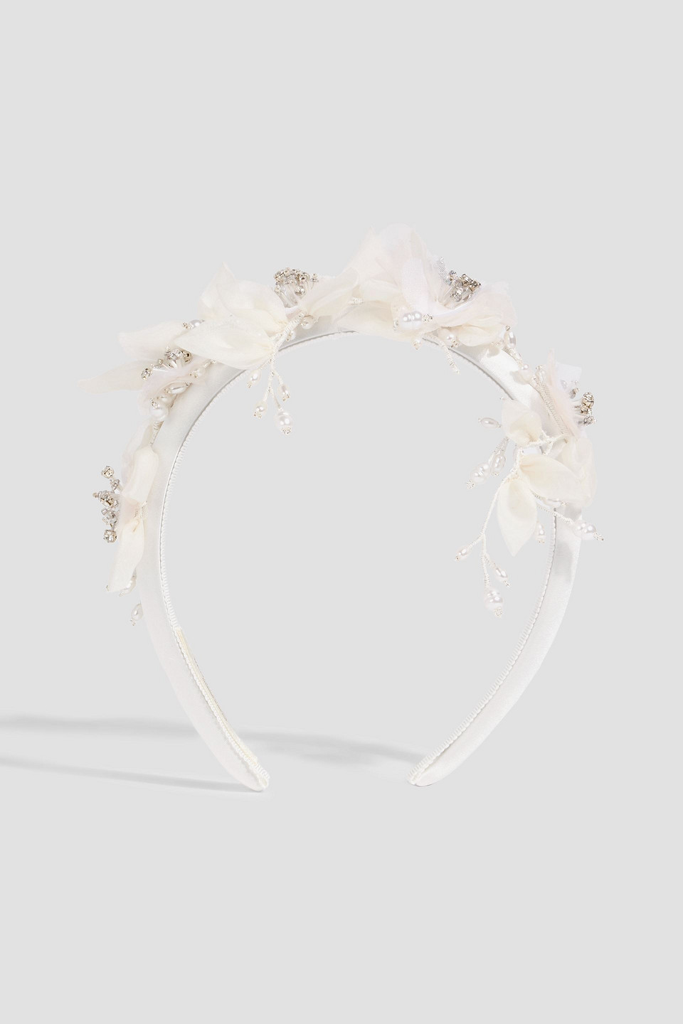 jennifer behr - chantrelle satin, chiffon and crystal headband - white - onesize