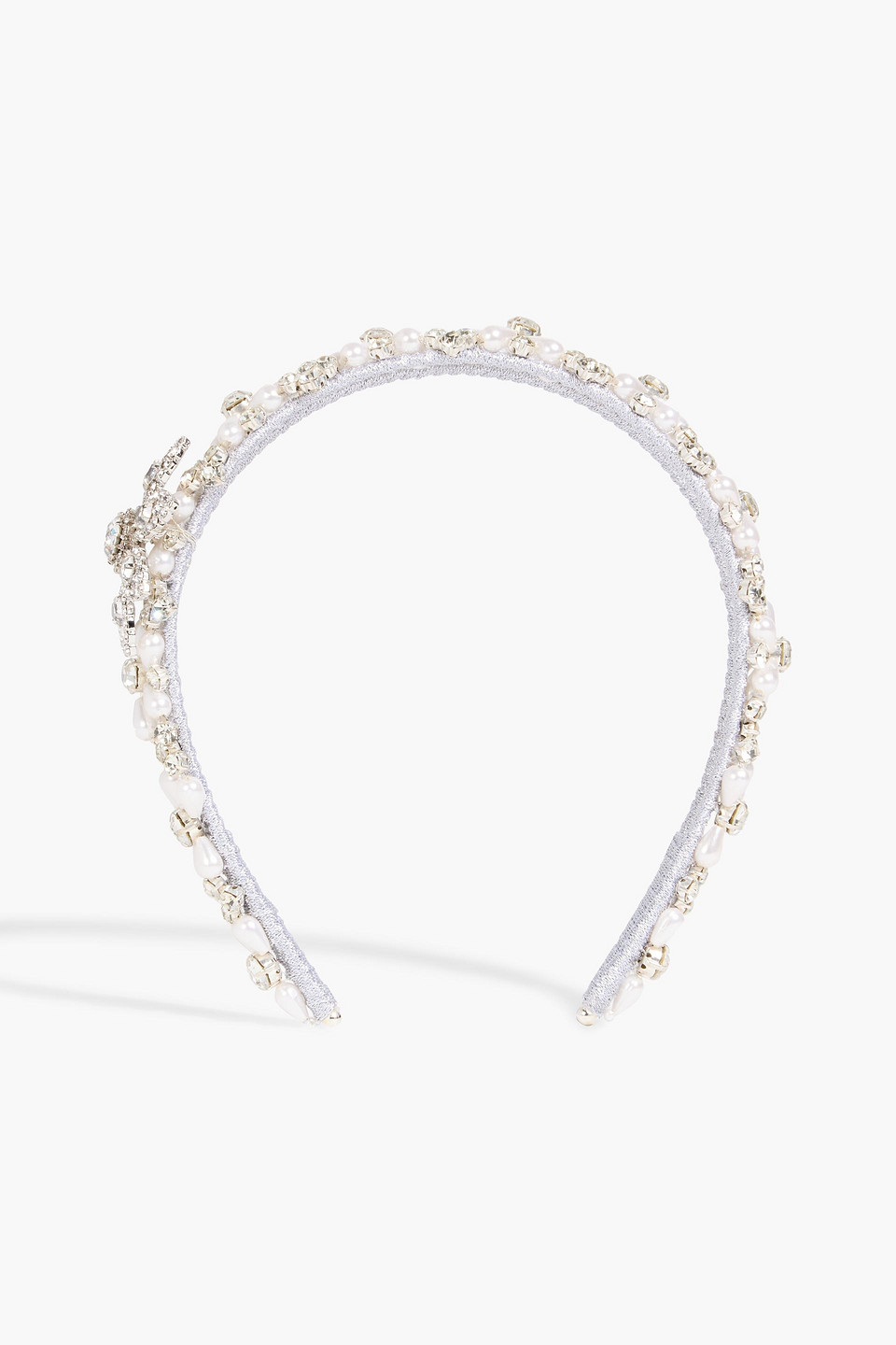 jennifer behr - grace crystal and faux pearl headband - metallic - onesize