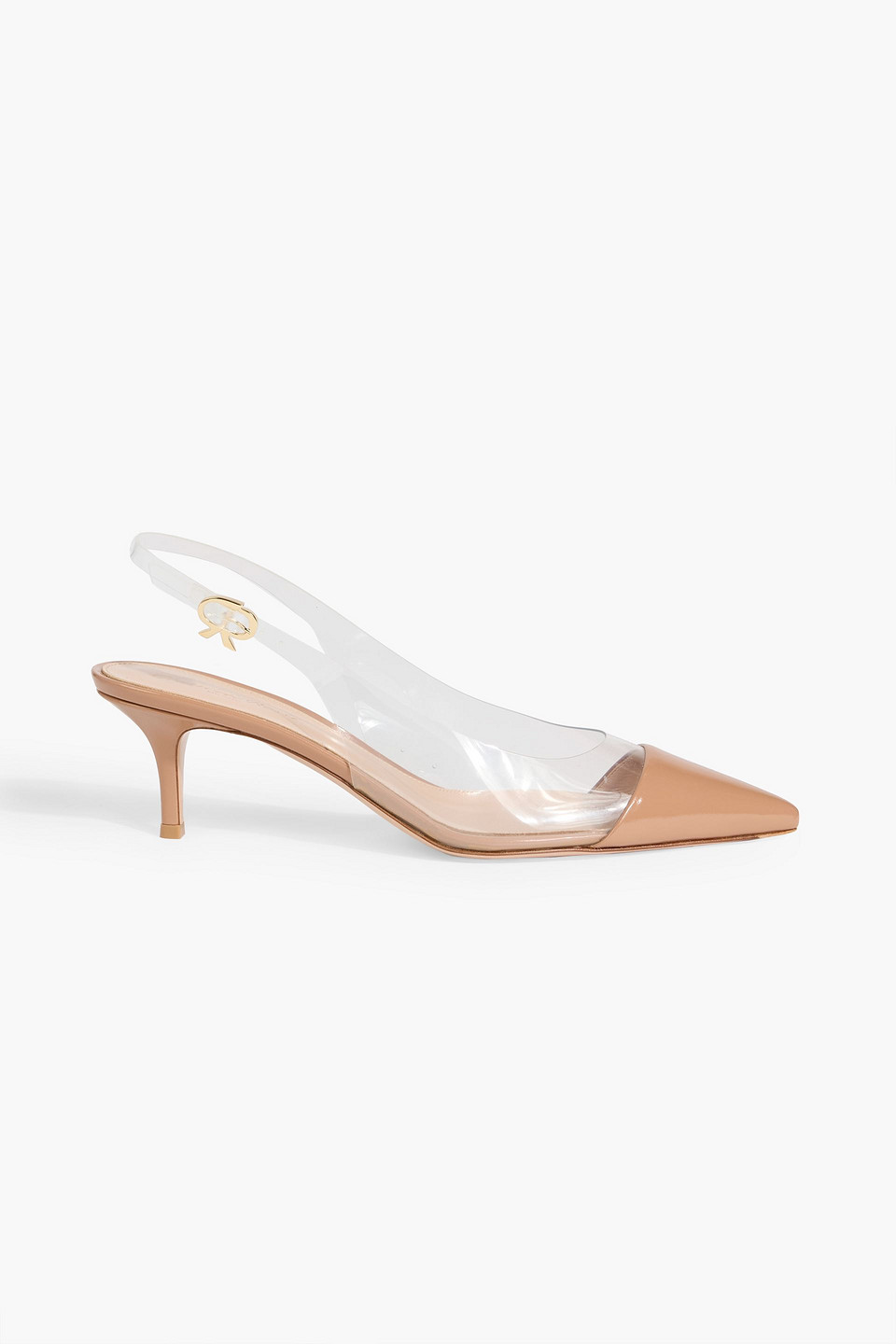 gianvito rossi - plexi sling 55 leather and pvc slingback pumps - neutral - eu 34.5
