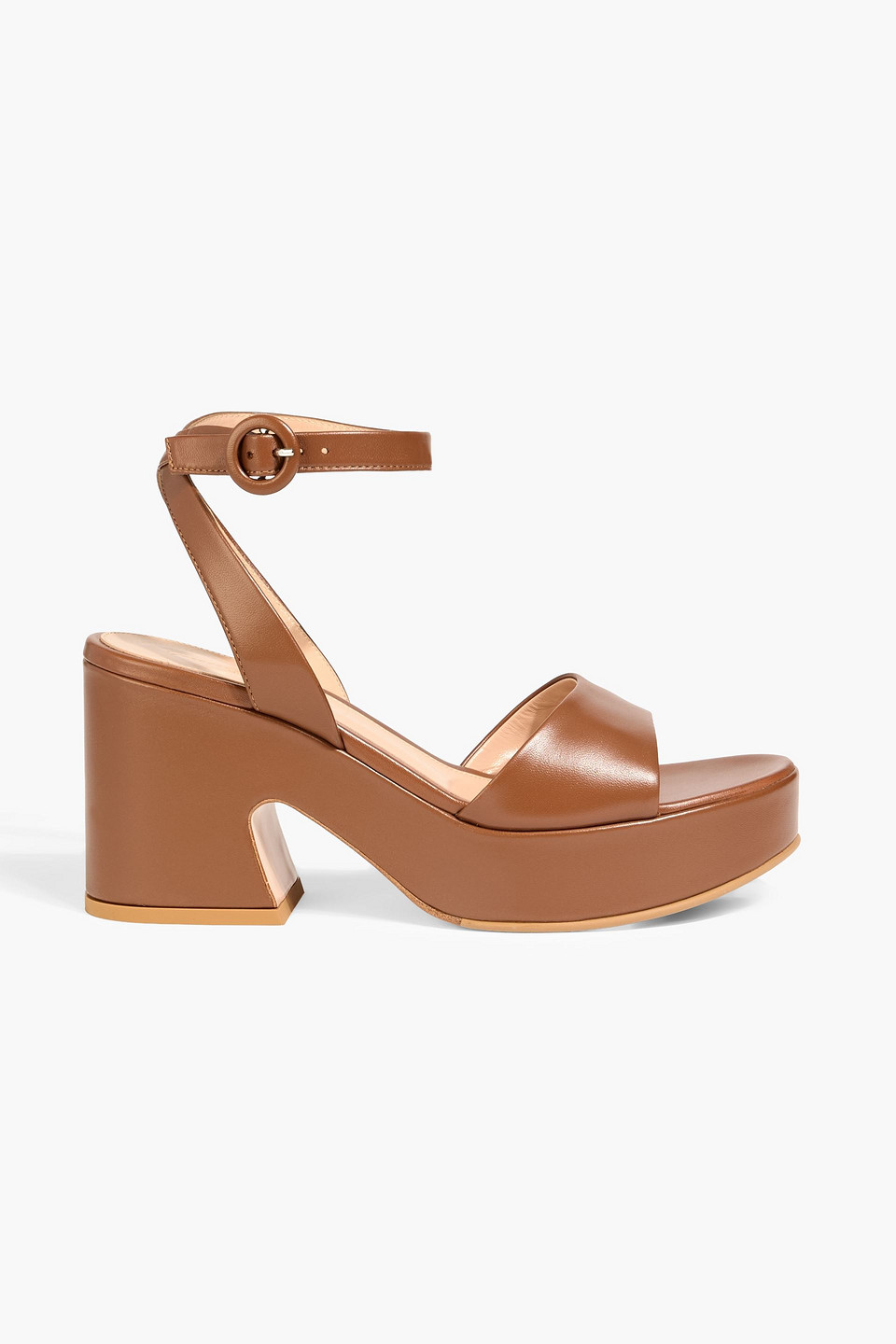 gianvito rossi - alma leather platform sandals - brown - eu 35.5