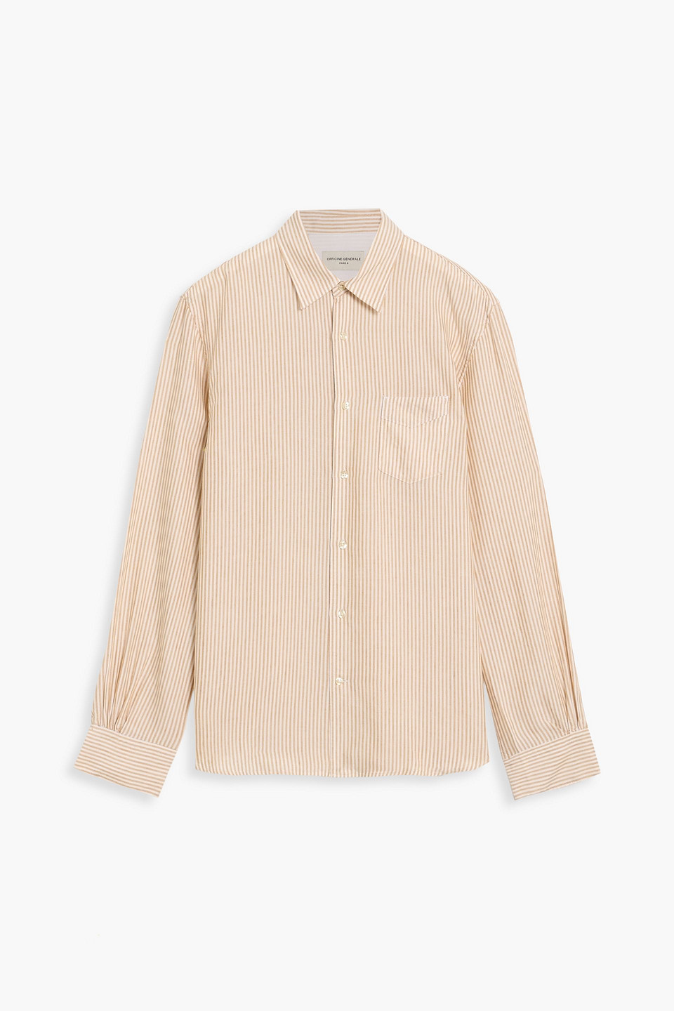 officine générale - striped lyocell oxford shirt - neutral - s