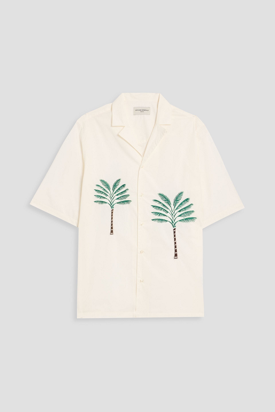 officine générale - luis embroidered cotton shirt - white - m