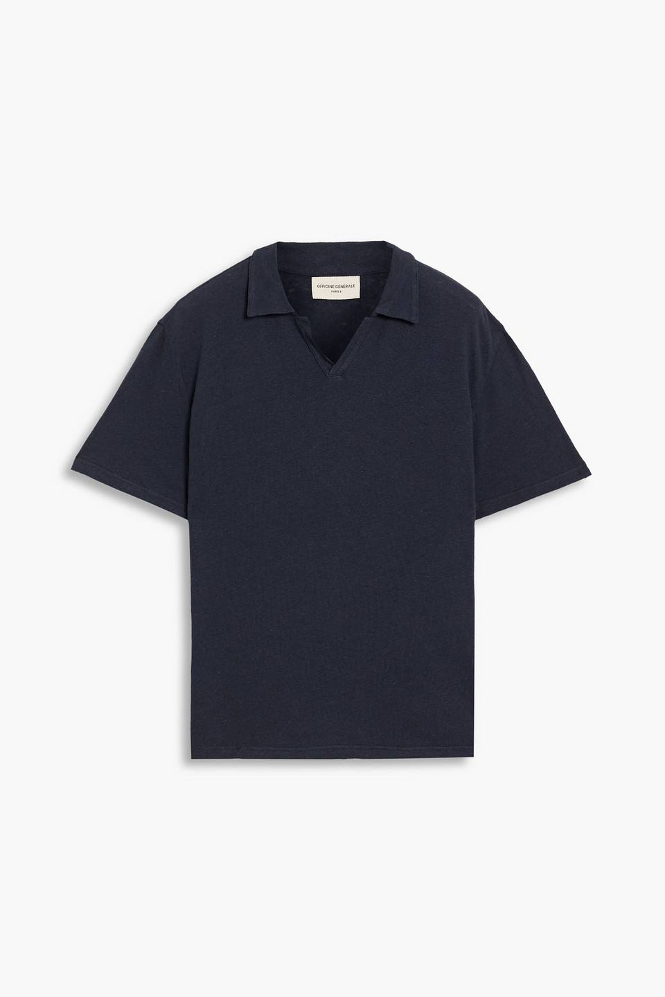 officine générale - simon cotton and linen-blend polo shirt - blue - xl