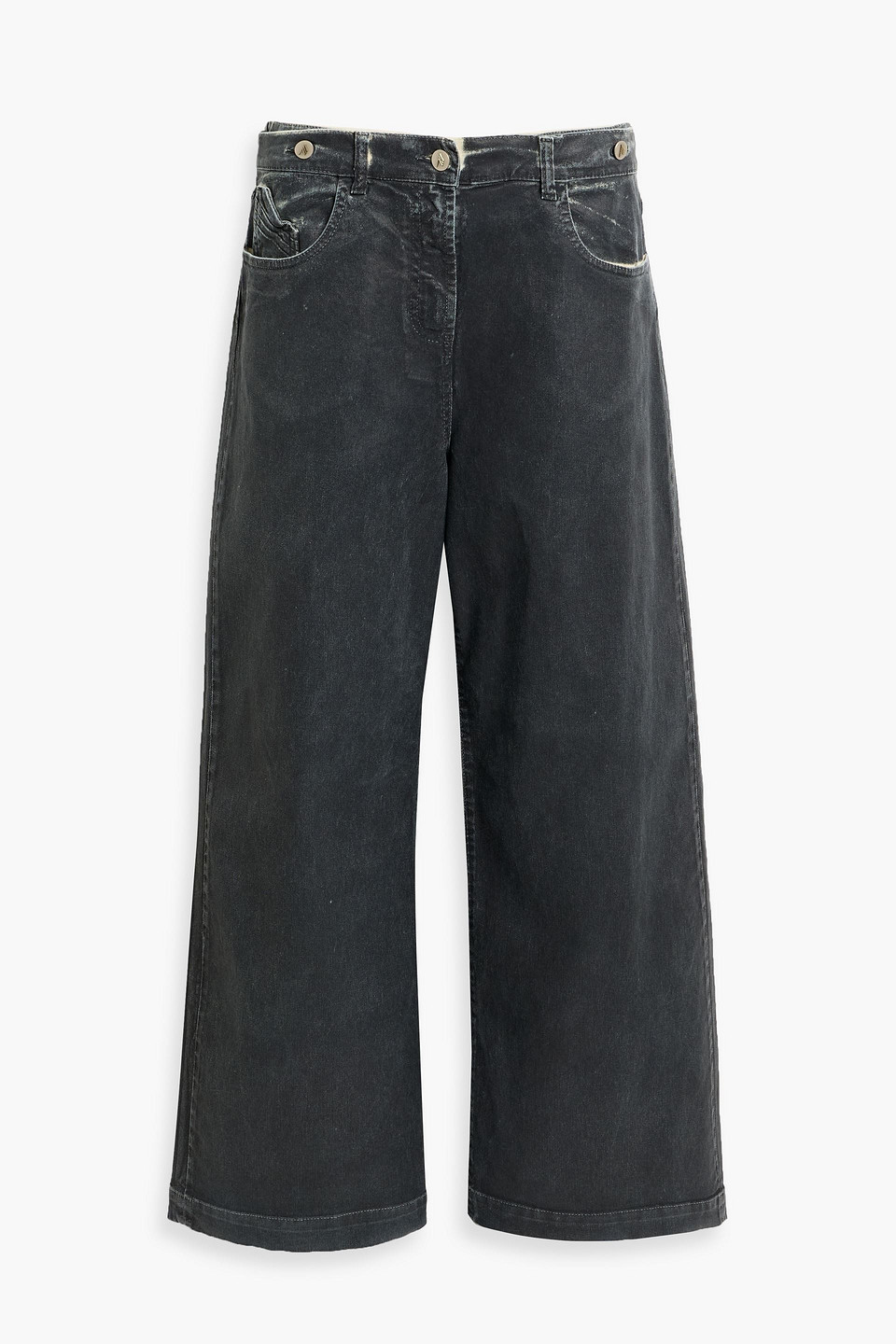 the attico - coated low-rise wide-leg jeans - gray - 24