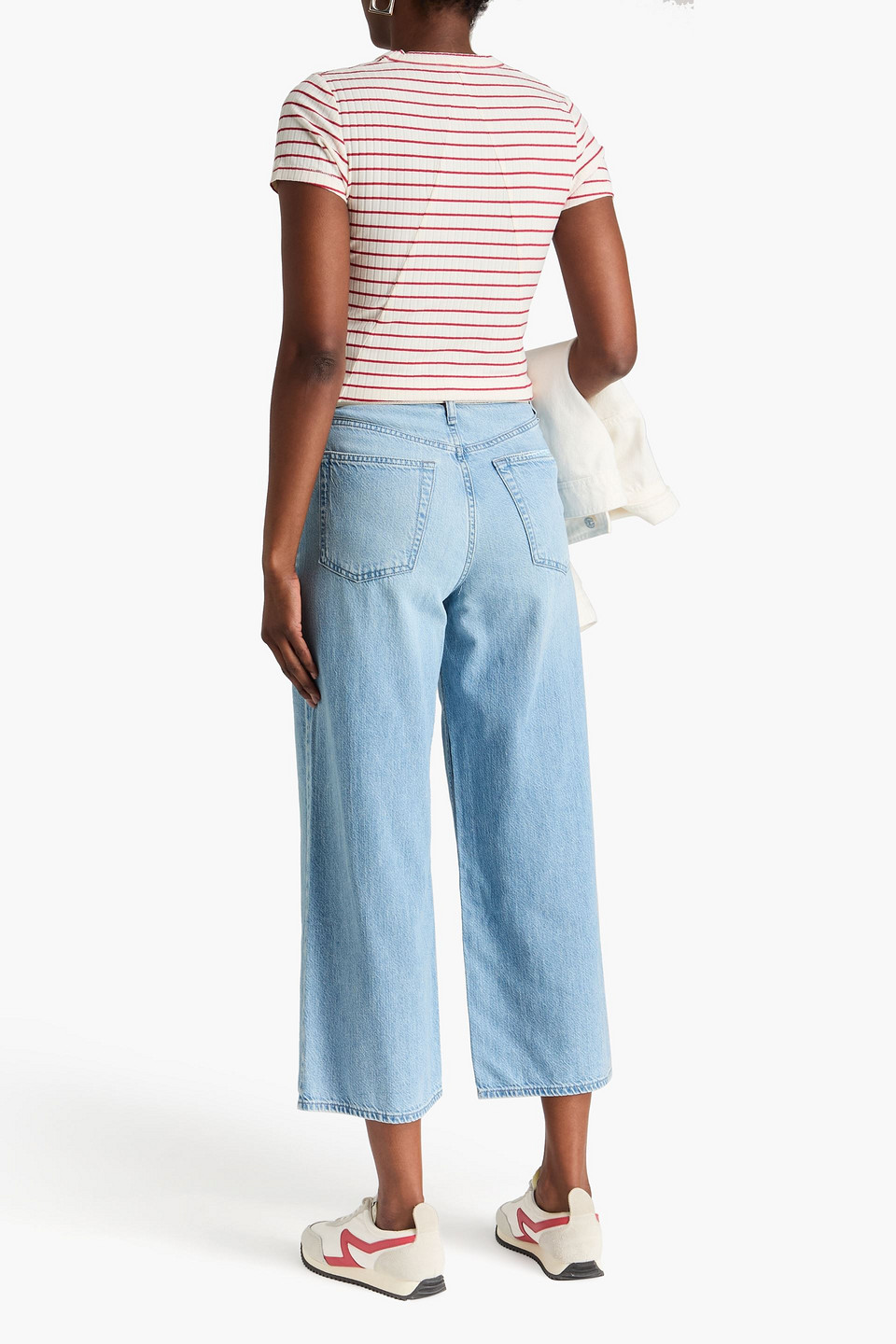  Rag & Bone - Hoch Sitzende Cropped Jeans „annie“ Mit Weitem Bein In Ausgewaschener Optik - Blau - 24 