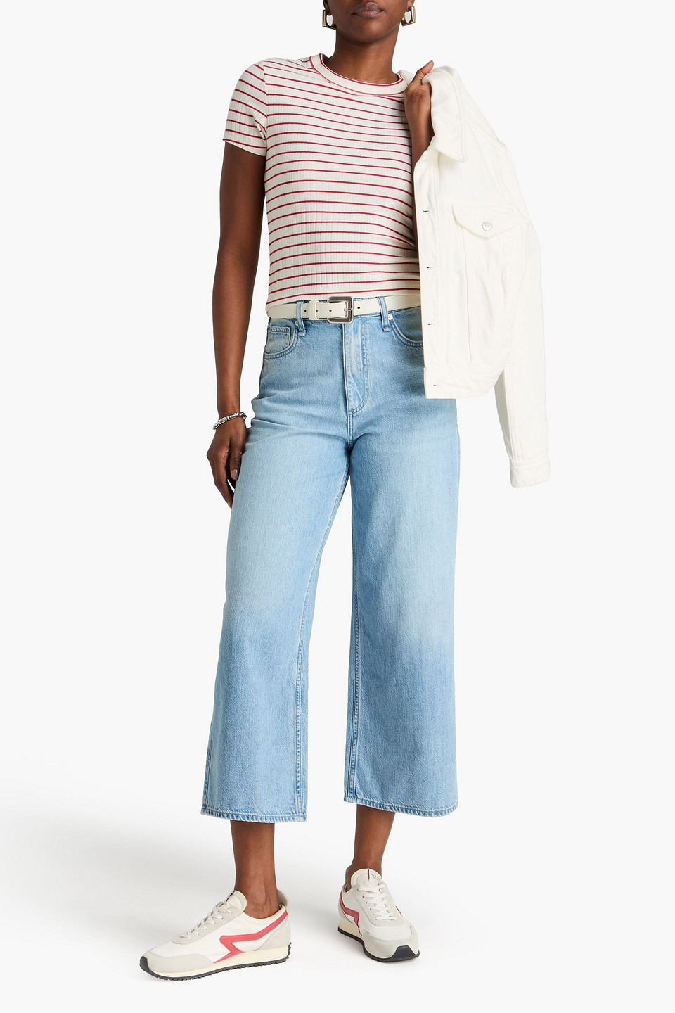  Rag & Bone - Hoch Sitzende Cropped Jeans „annie“ Mit Weitem Bein In Ausgewaschener Optik - Blau - 24 