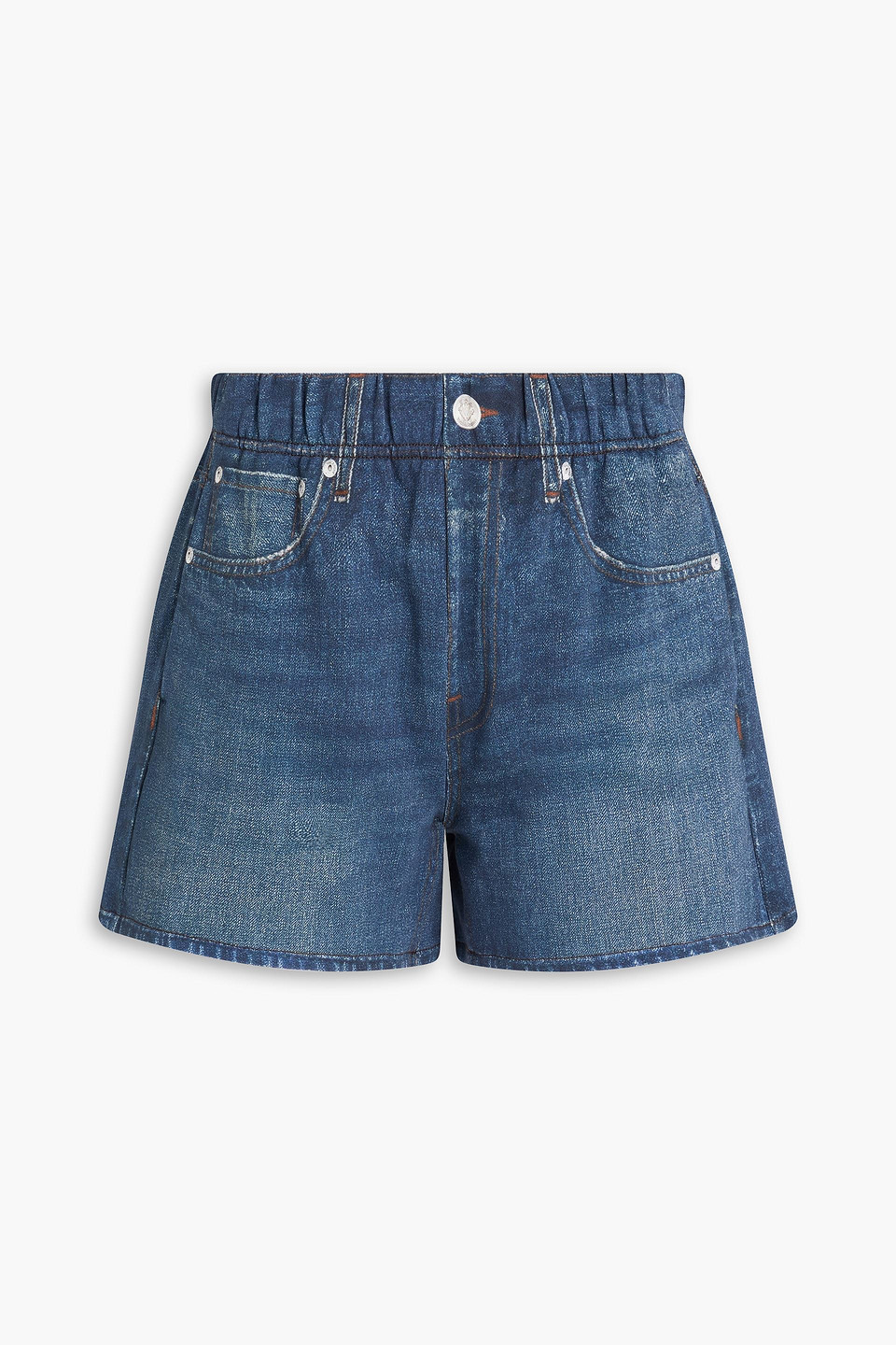rag & bone - miramar denim-effect print french cotton-terry shorts - blue - xxs