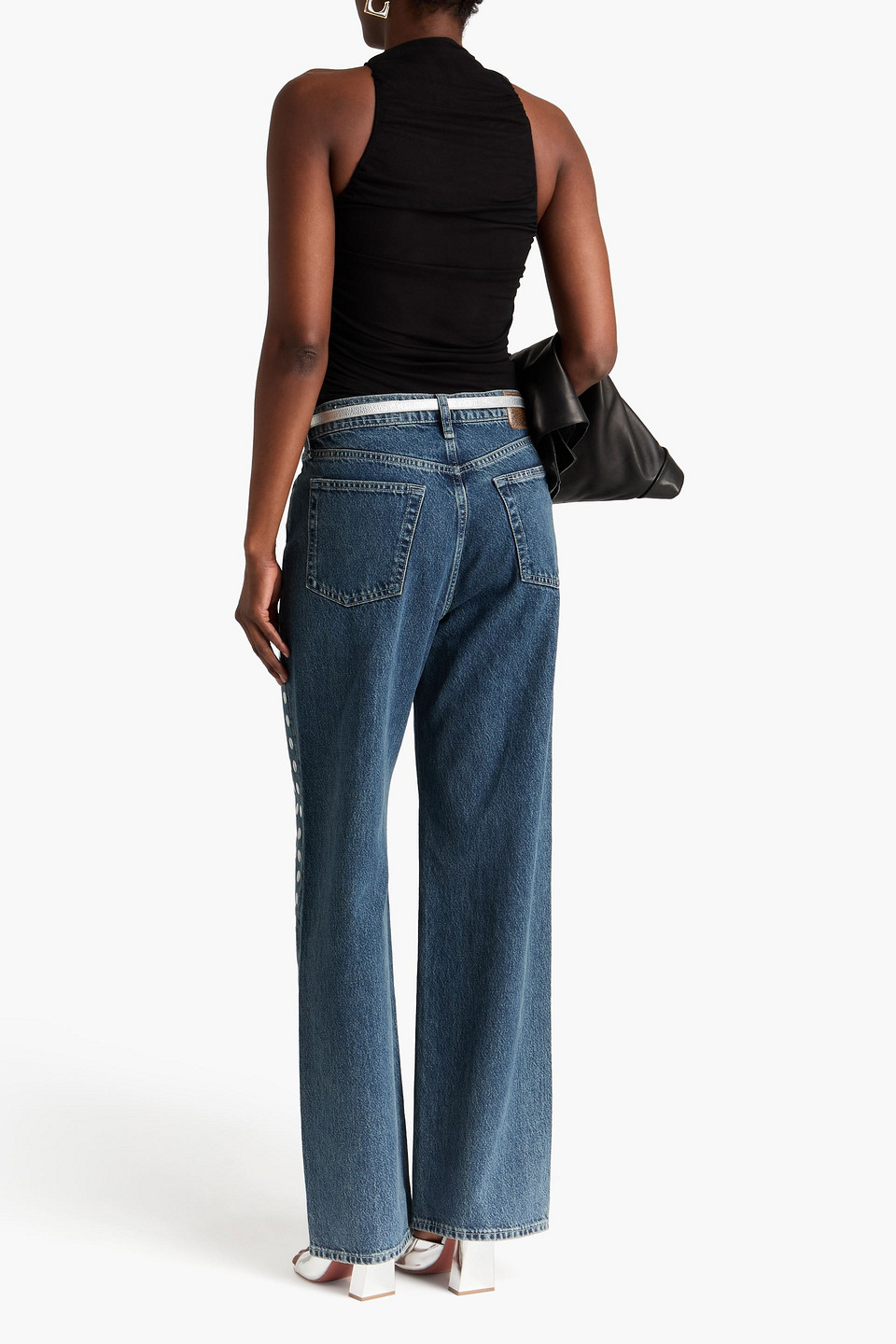 Rag & Bone Shea High-rise Full Kingston Stud Relaxed Straight Jean In Multi