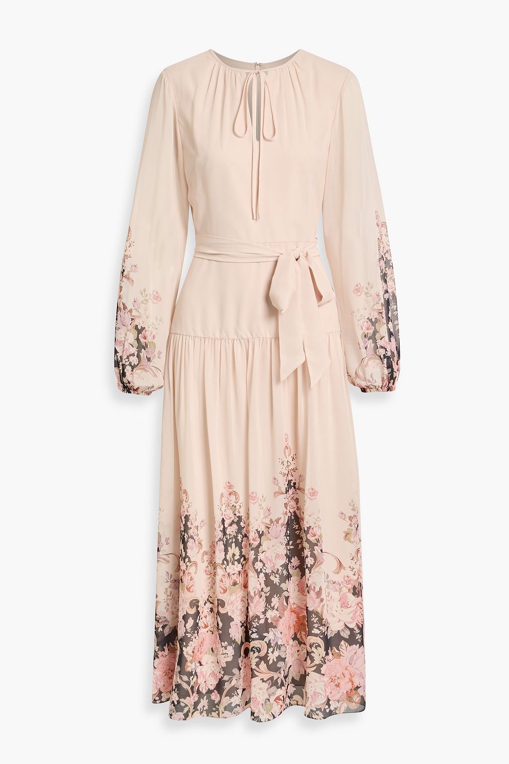 Floral-print chiffon midi dress - blush - US 2 Floral-print chiffon midi dress - blush - US 2