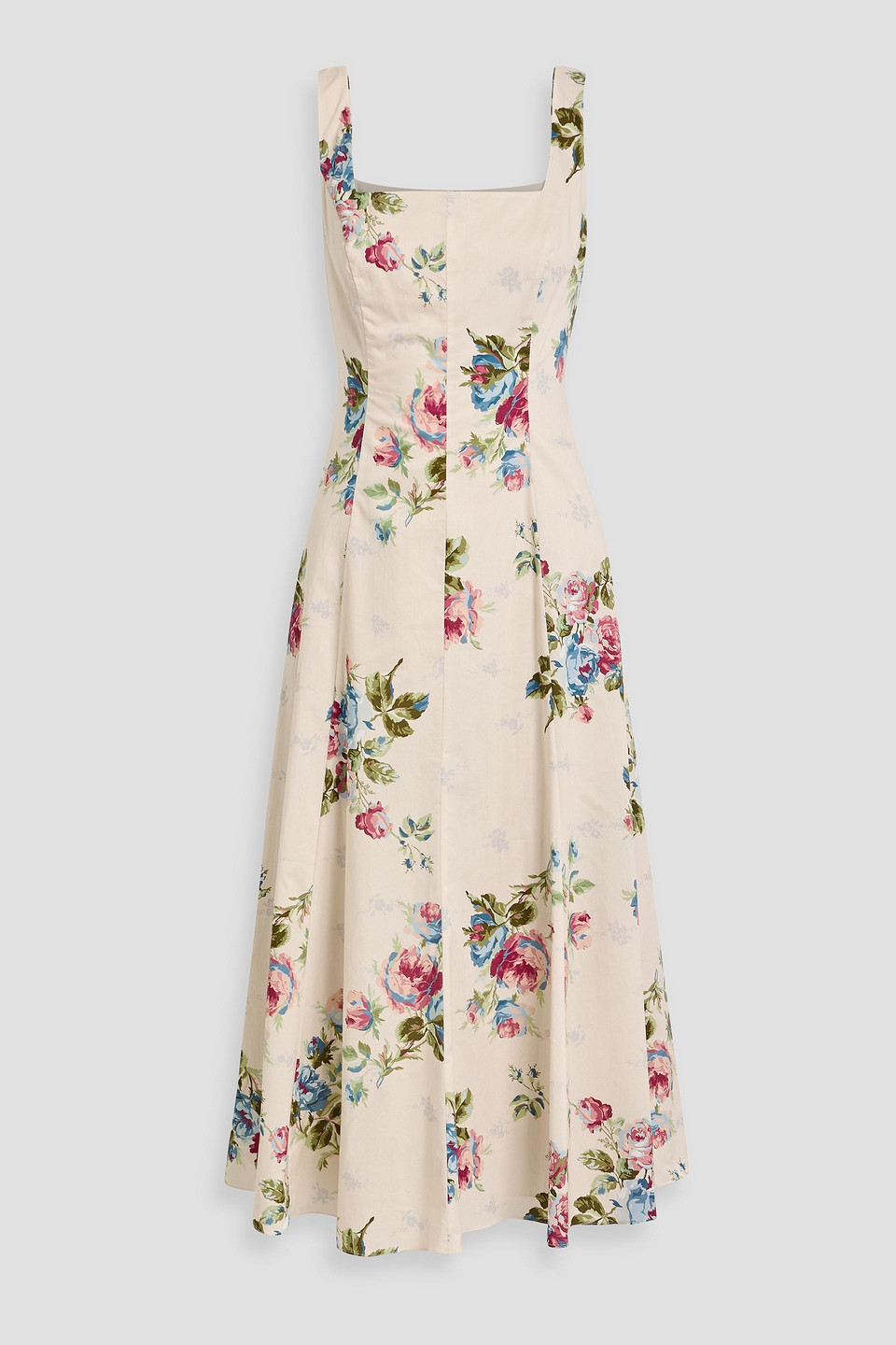 Mikael Aghal Floral-print Cotton-poplin Midi Dress In Multi
