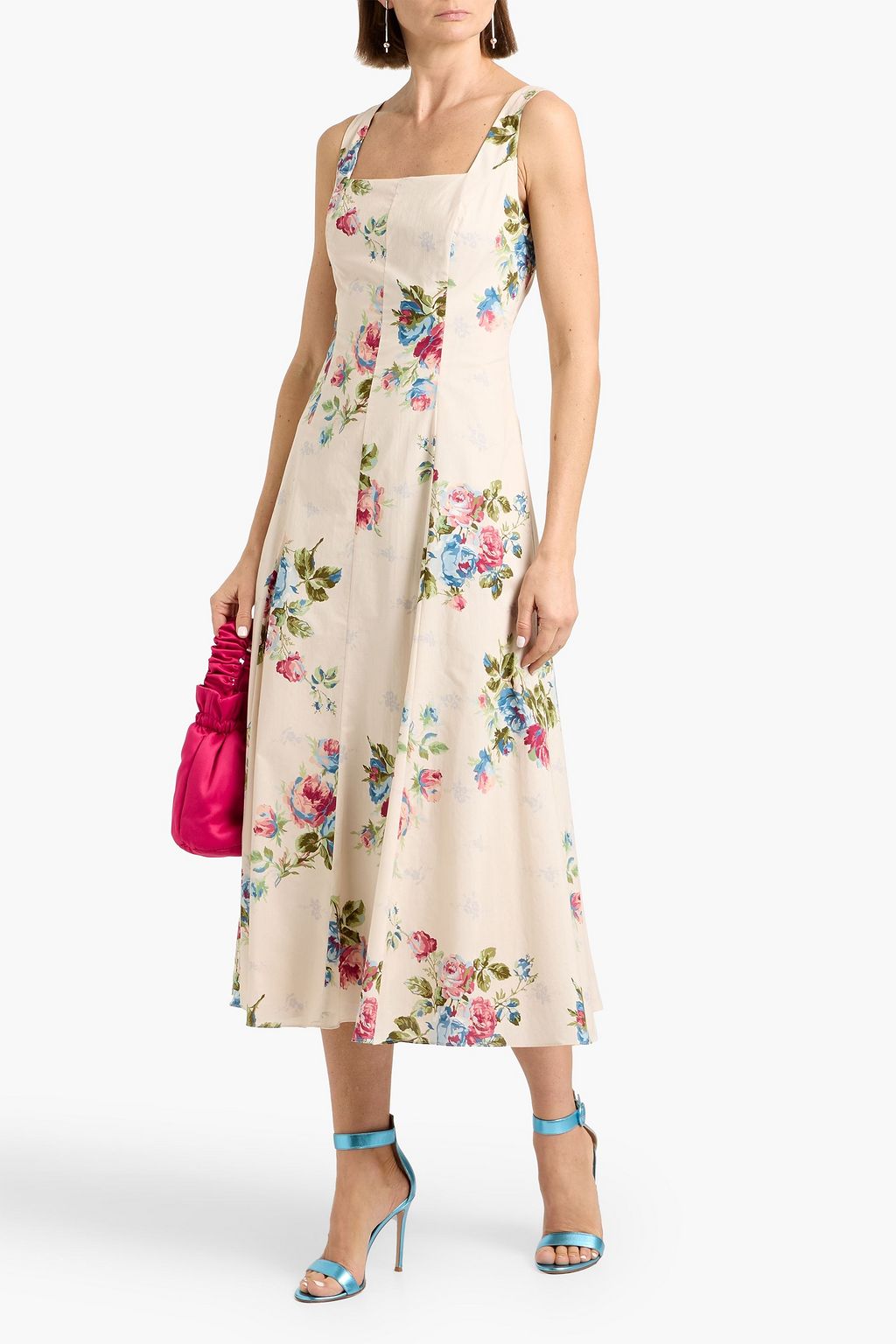 hem midi dress Puff Sleeve Split Hem Midi Dress - Women's Formal & Casual Midi Dresses -  White - Dresses