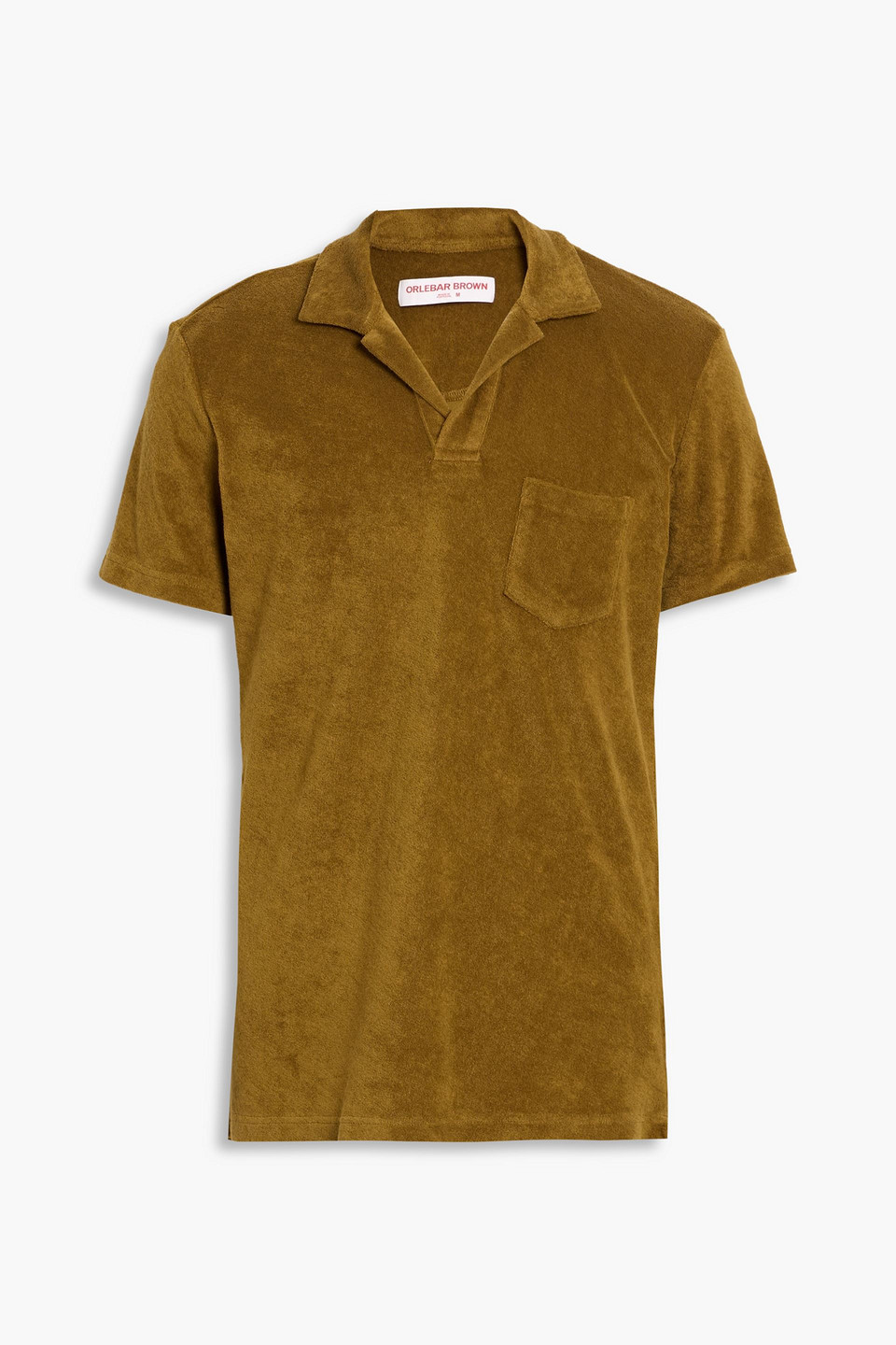 orlebar brown - terry cotton-terry polo shirt - green - m