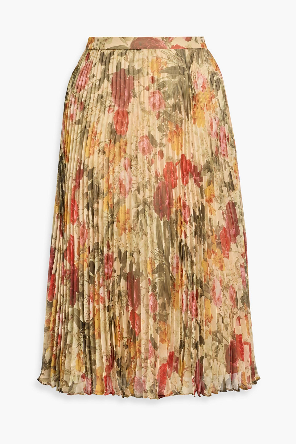 Mikael Aghal Pleated Floral-print Chiffon Skirt In Multi