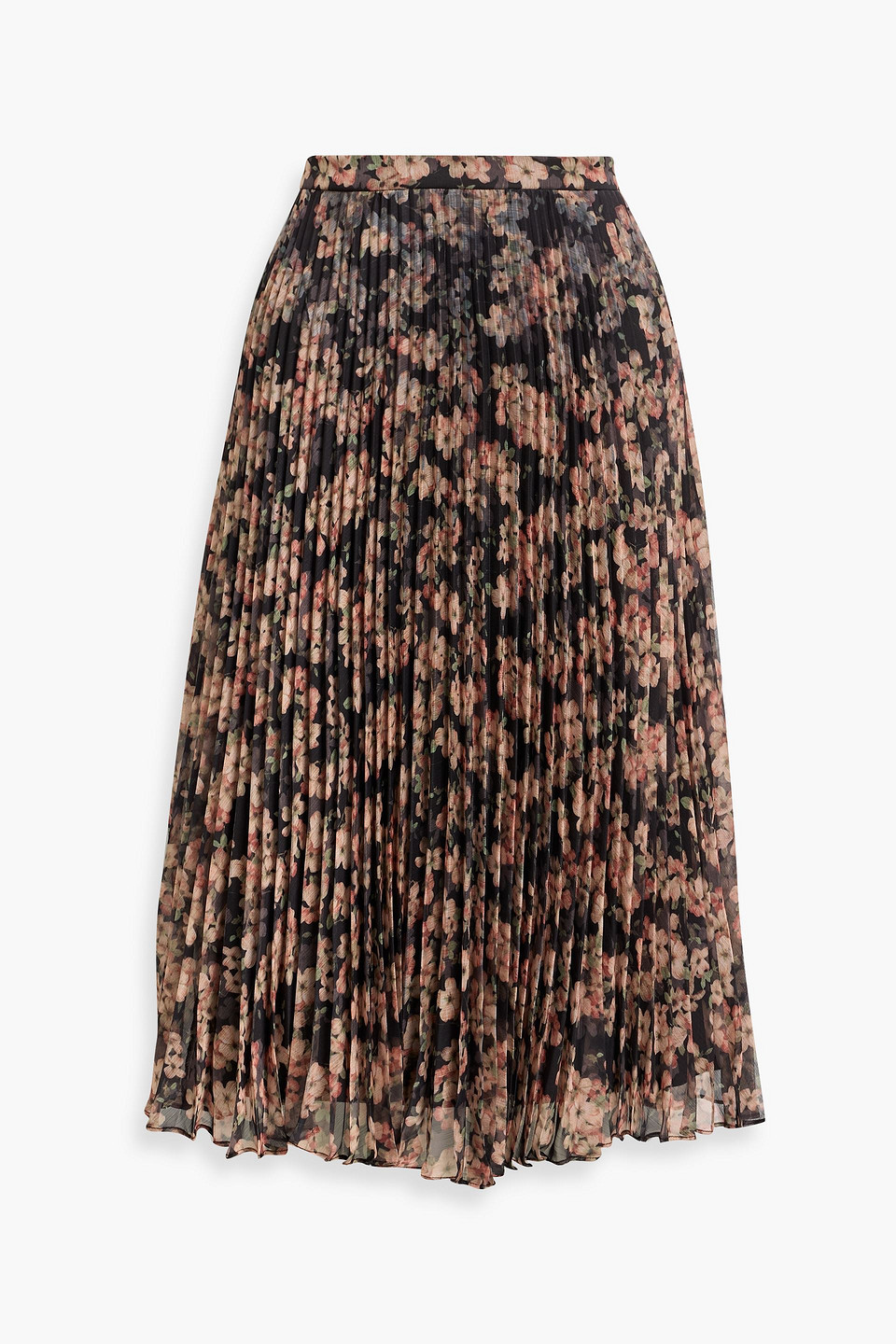 Mikael Aghal Pleated Floral-print Georgette Midi Skirt In Multi
