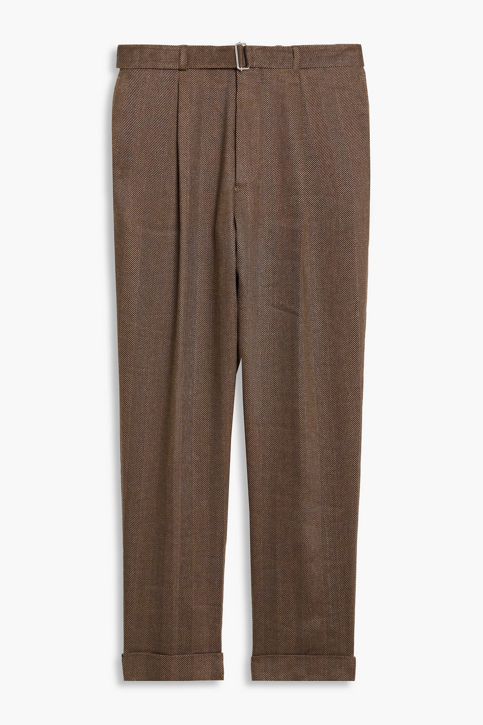 officine générale - tapered herringbone linen and cotton-blend pants - brown - it 46