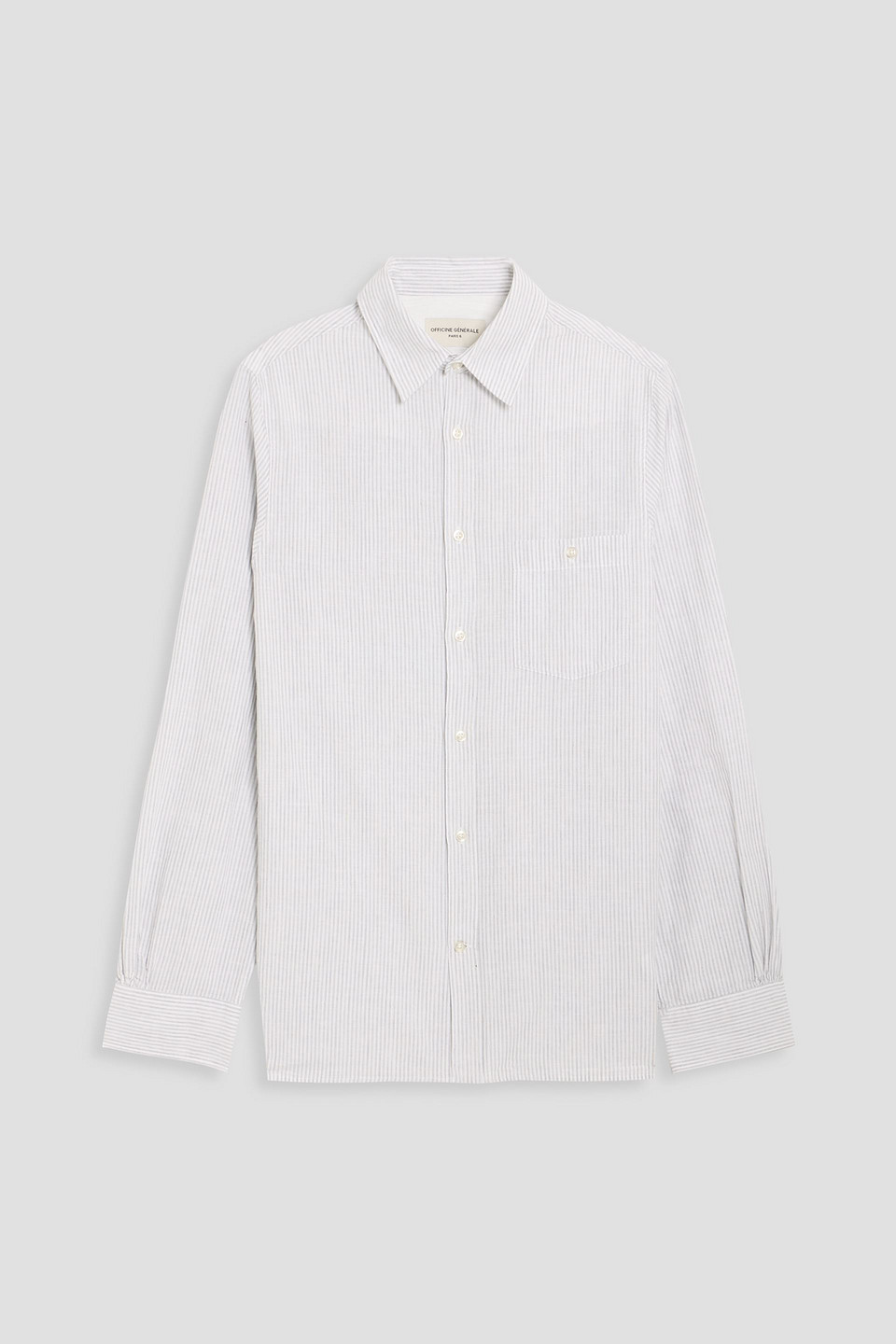 officine générale - alex cotton, lyocell and linen-blend striped shirt - white - xs
