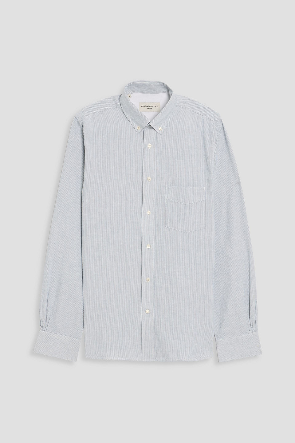 officine générale - striped cotton-jacquard shirt - white - s