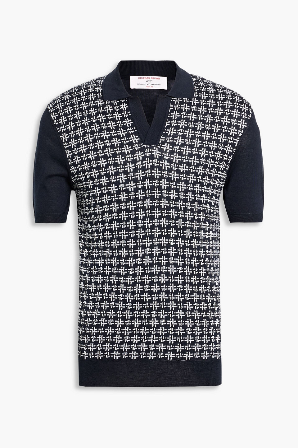 orlebar brown - horton jacquard-knit silk and cotton-blend polo shirt - blue - xs
