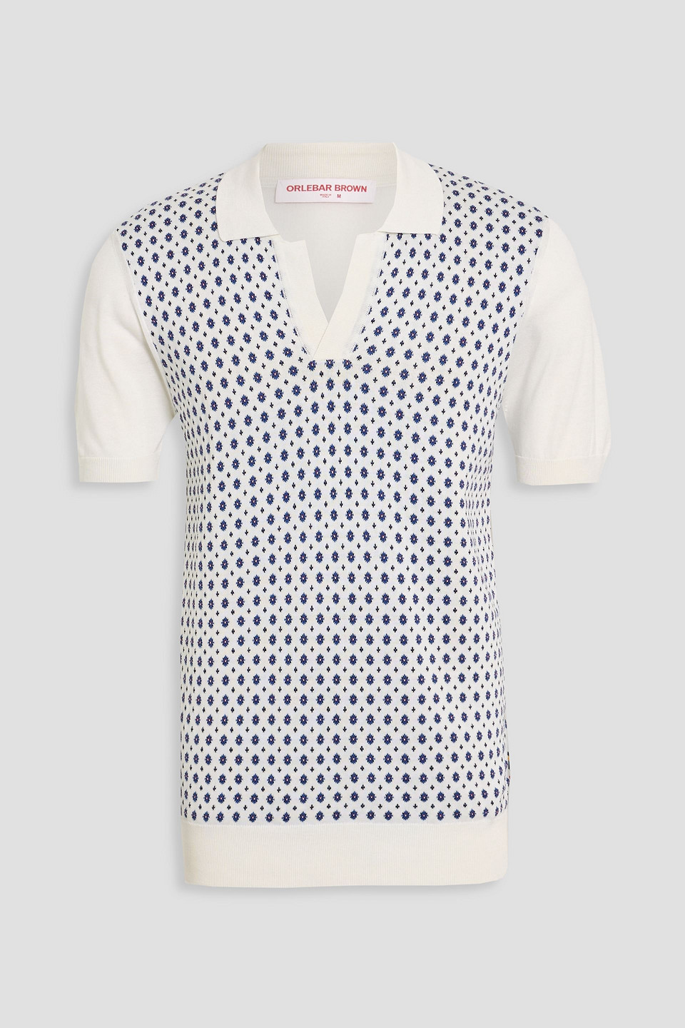 orlebar brown - horton jacquard-knit silk and cotton-blend polo shirt - white - l