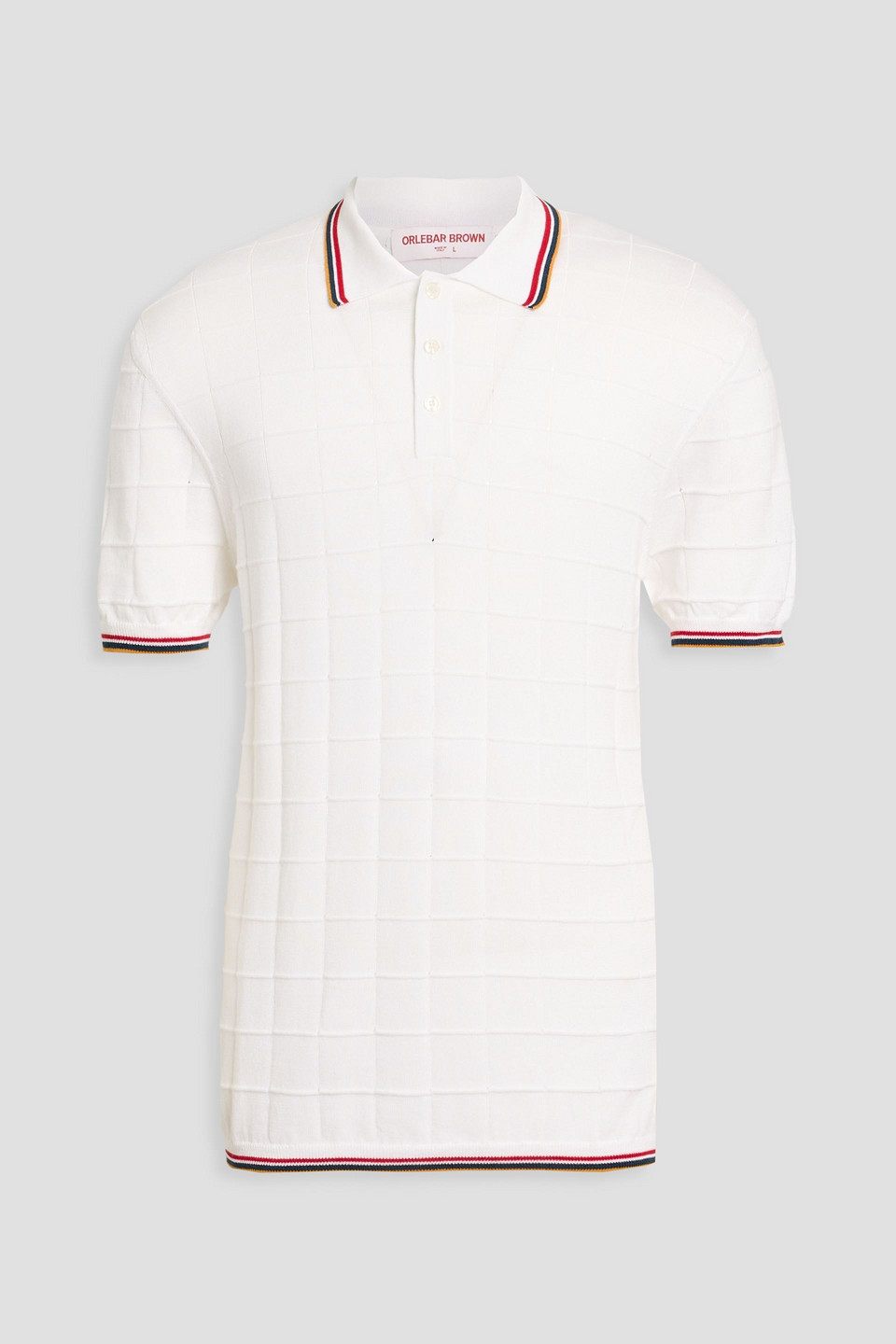 orlebar brown - maranon pointelle-knit cotton polo shirt - white - l