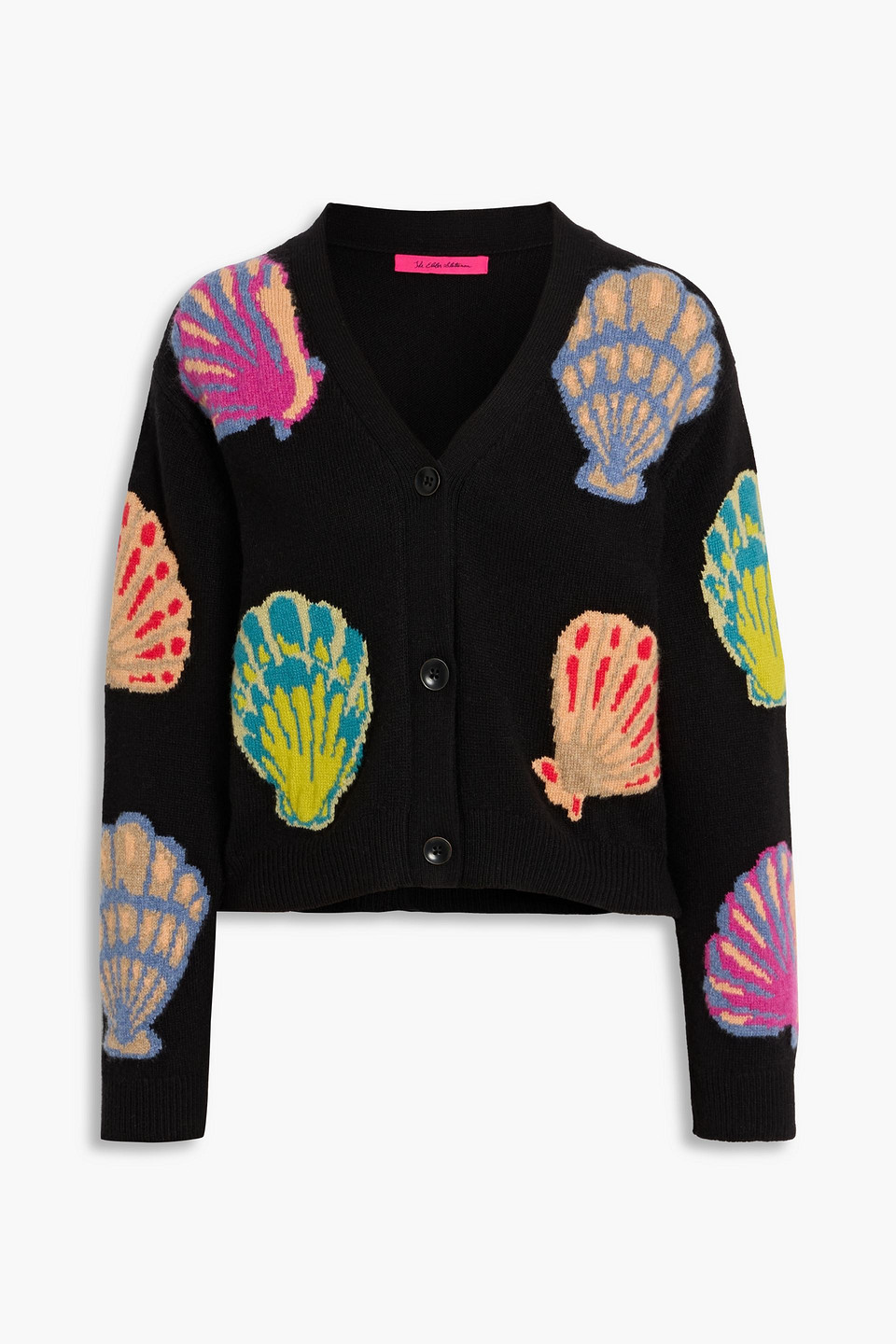 The Elder Statesman Shell Jacquard-knit Cashmere Cardigan In Black