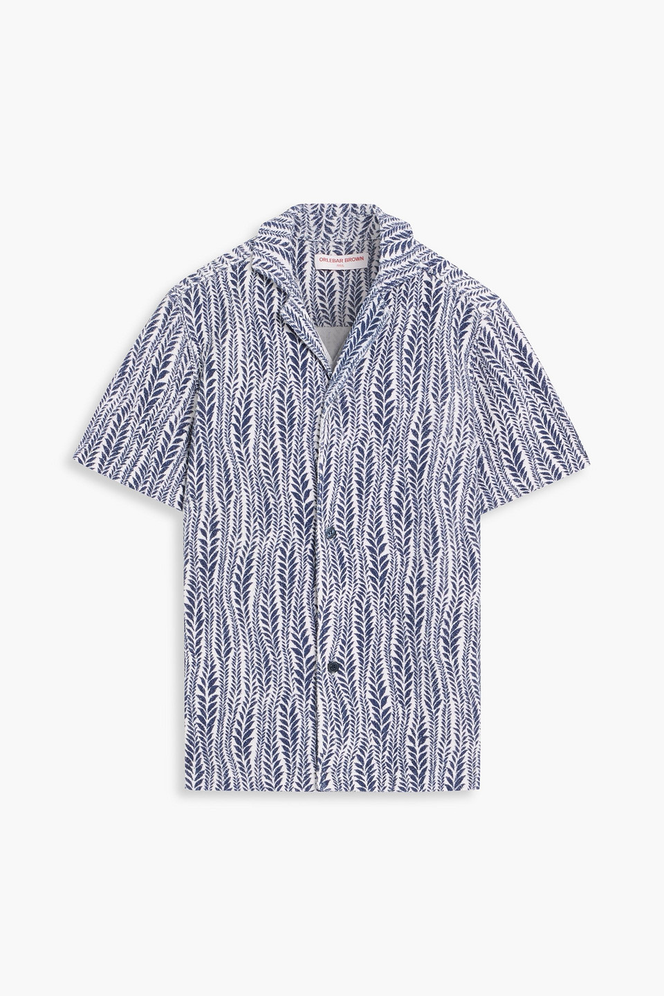 orlebar brown - printed cotton-terry shirt - blue - s