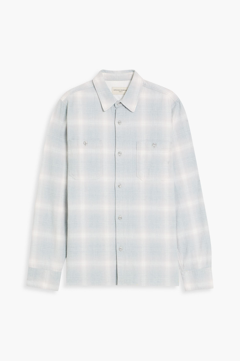officine générale - checked cotton-flannel overshirt - gray - m