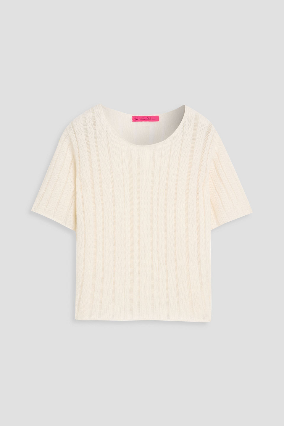 the elder statesman - drop needle ribbed cashmere and cotton-blend t-shirt - white - m