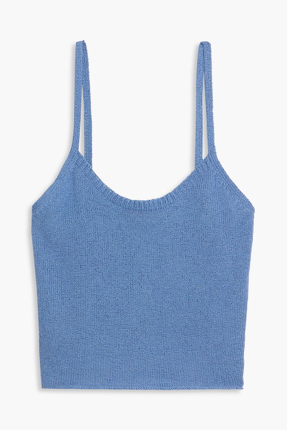 The Elder Statesman Nora Lite Bouclé-knit Cotton Camisole In Blue