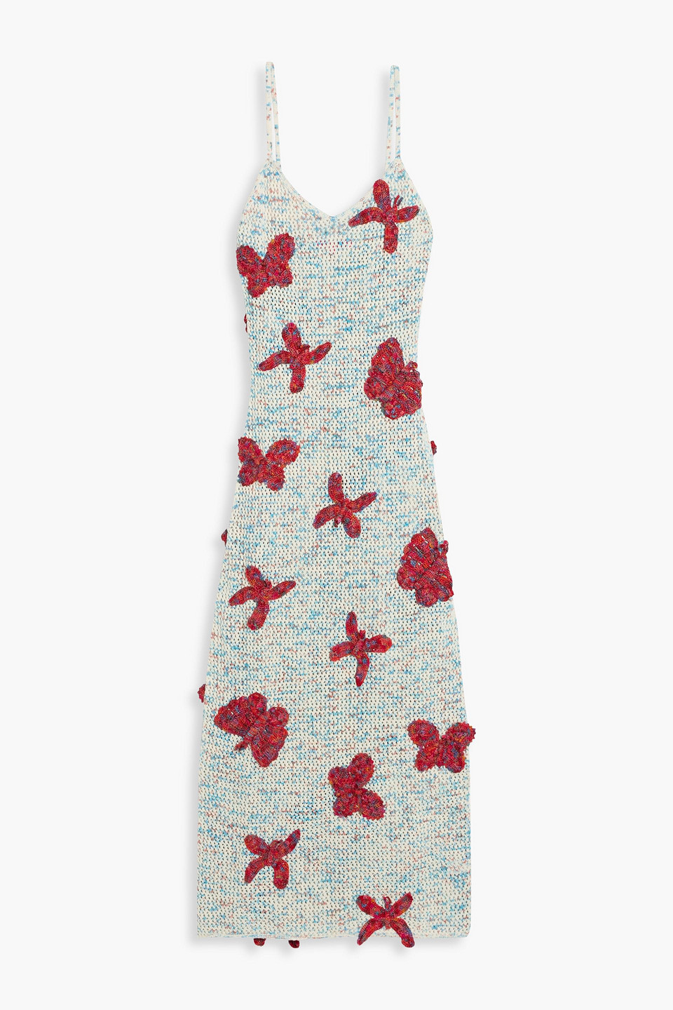 The Elder Statesman Appliquéd Crocheted Cotton Maxi Dress In Blue