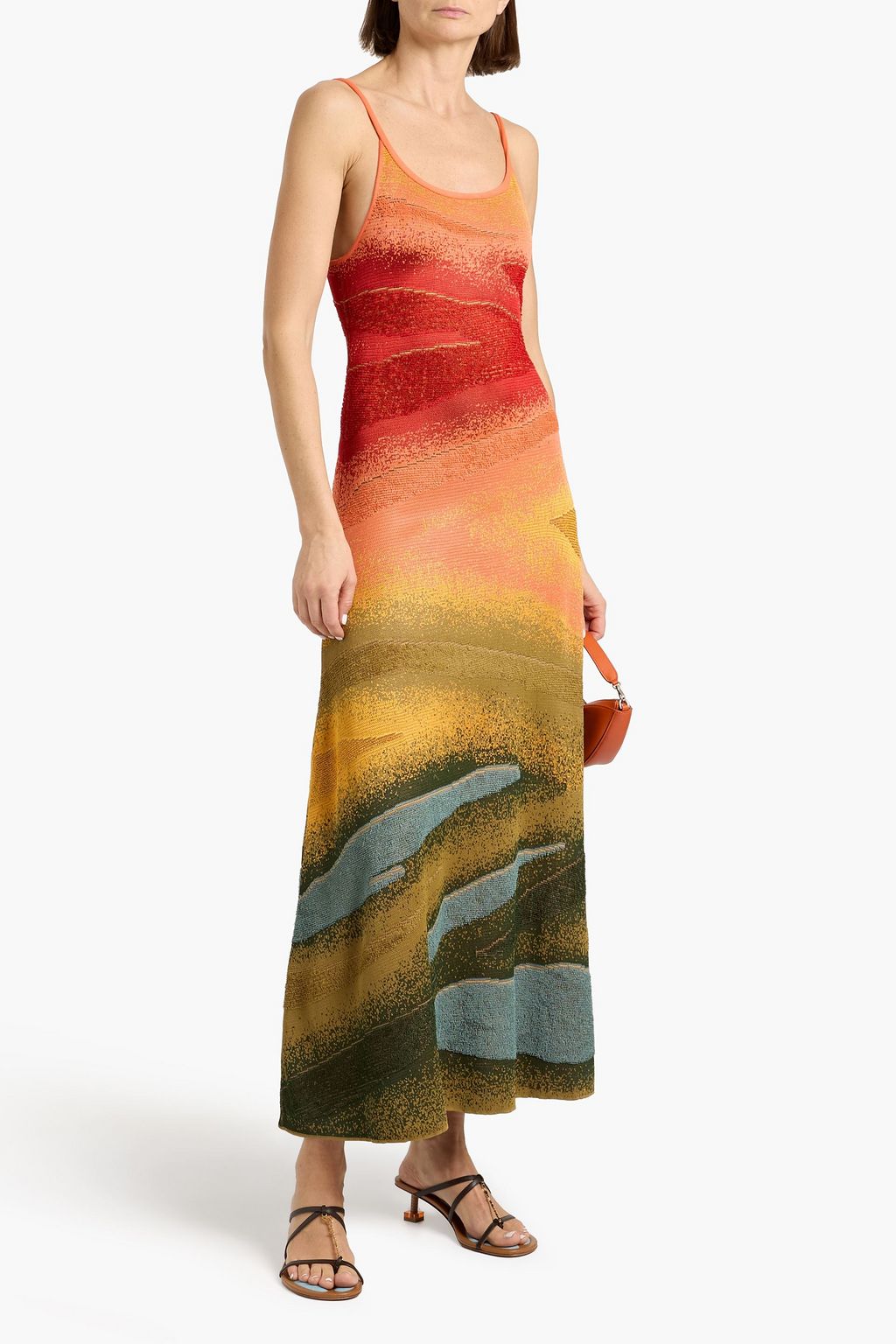 knee length dresses for ladies Stretch Draped Jacquard Knit Long Dress – John Paul Ataker main image 1