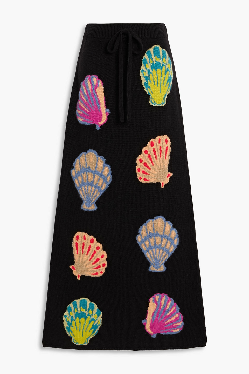 The Elder Statesman Shell Jacquard-knit Cashmere Maxi Skirt In Black