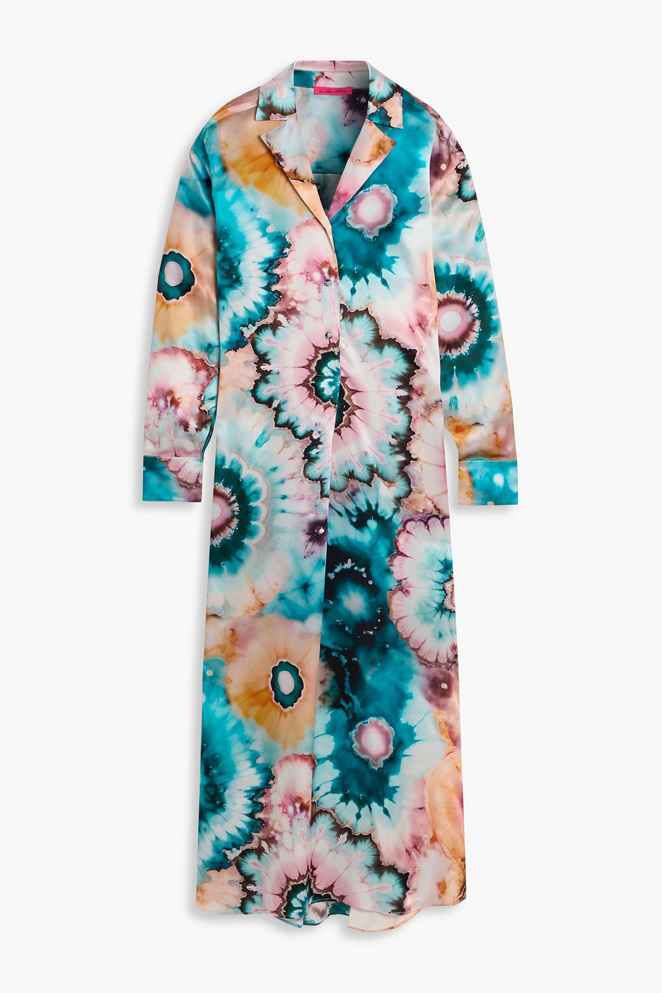 The Elder Statesman Printed Silk-satin Maxi Shirt Dress In Multi