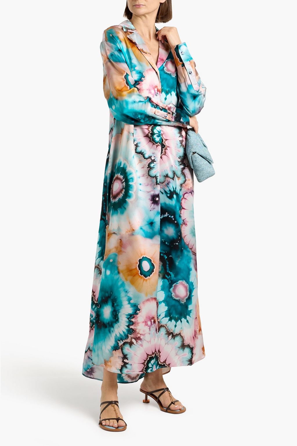 satin maxi shirt dress boohoo Women's Satin Drape Waist Long Sleeve Maxi Shirt Dress in Black