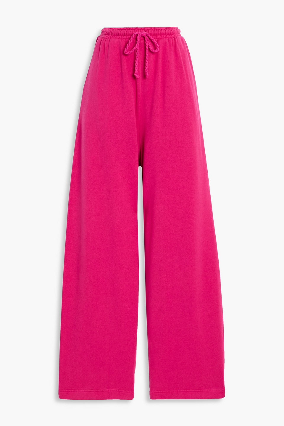 the elder statesman - daily cotton and cashmere-blend jersey wide-leg pants - pink - xs