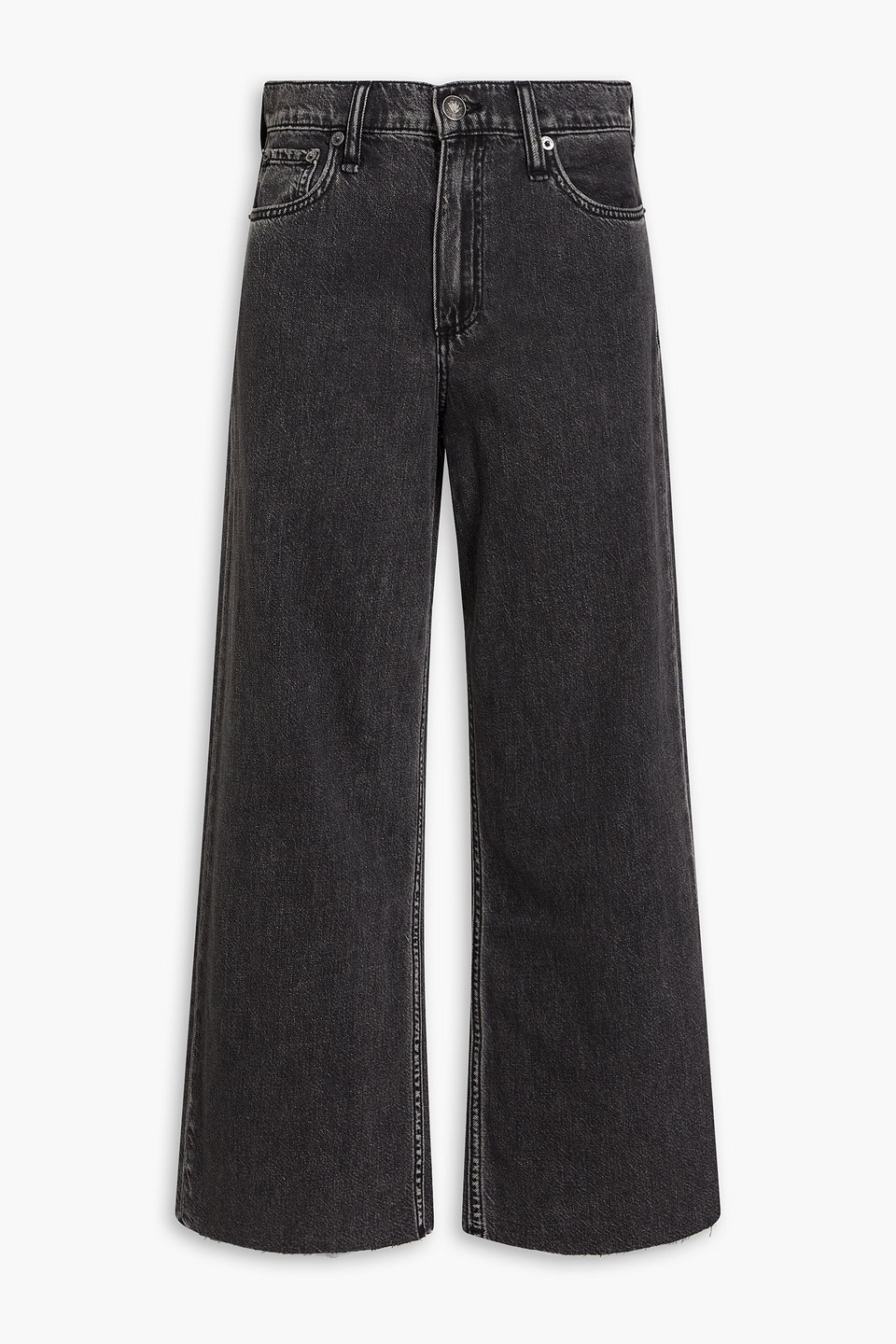 rag & bone - andi cropped high-rise wide-leg jeans - black - 23