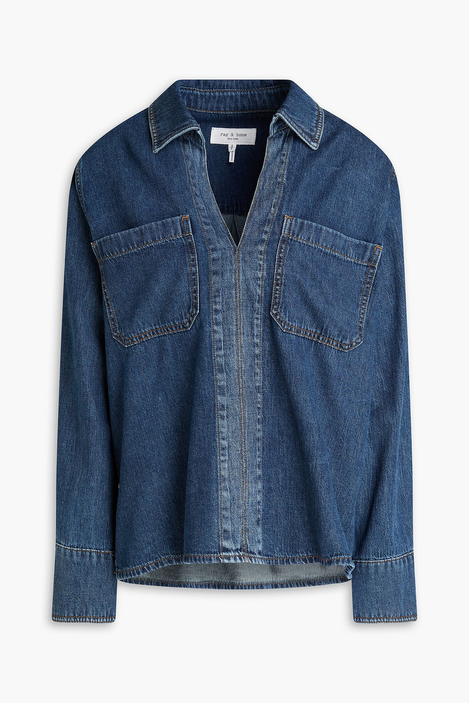 Rag & Bone Channing Denim Blouse In Blue