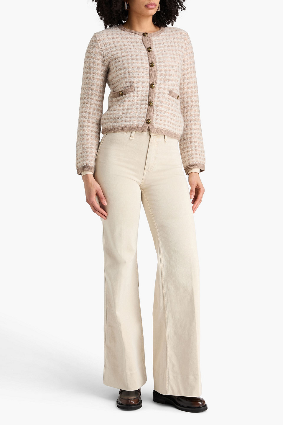  Rag & Bone - Cardigan „robyn“ Aus Bouclé-wolle Mit Print - Neutral - Xxs 