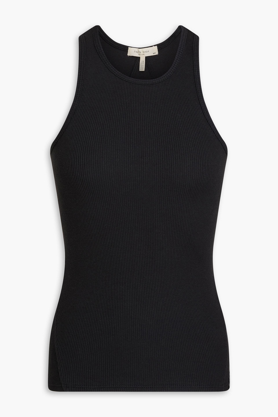 rag & bone - essential ribbed pima cotton-blend jersey tank - black - xxs
