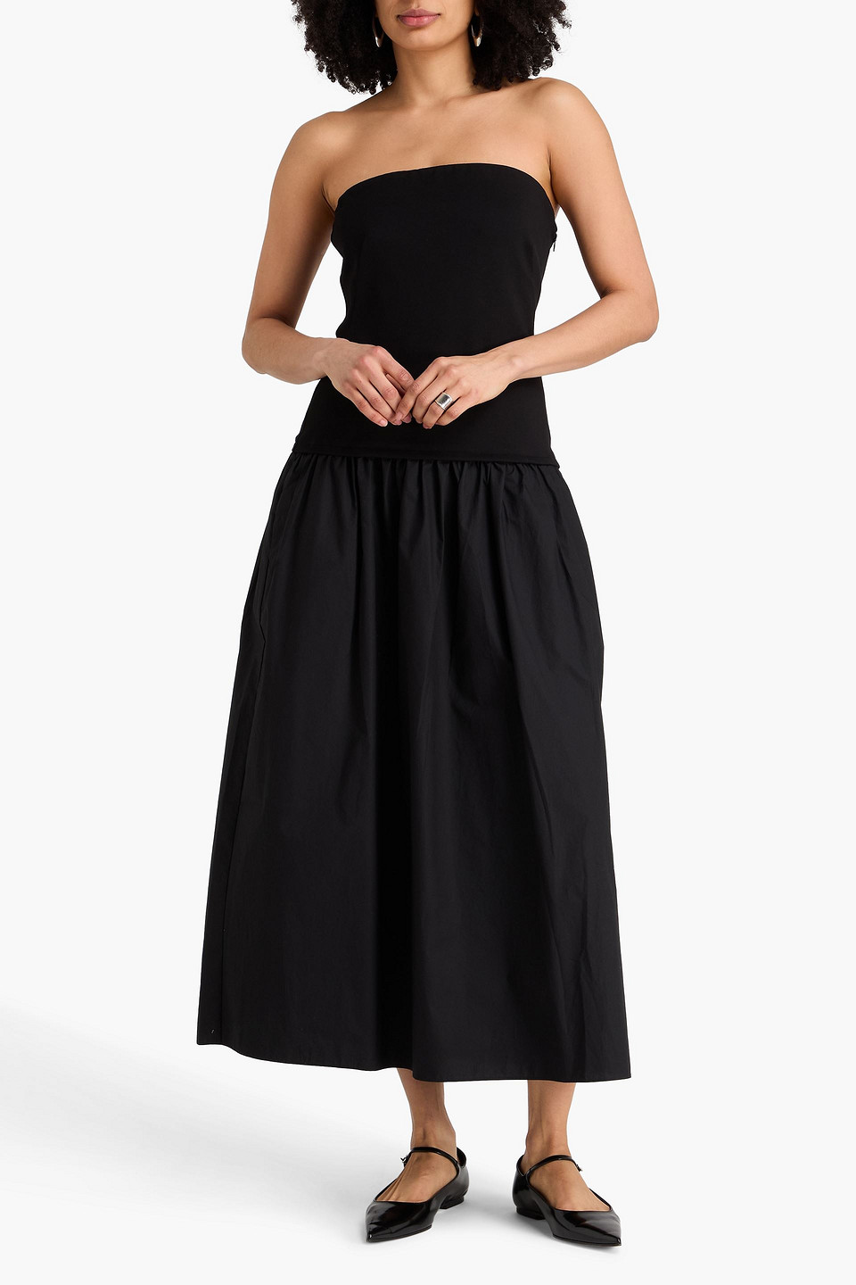  Rag & Bone - Trägerloses Midikleid „irina“ Aus Popeline Und Ponte - Schwarz - Xxs 