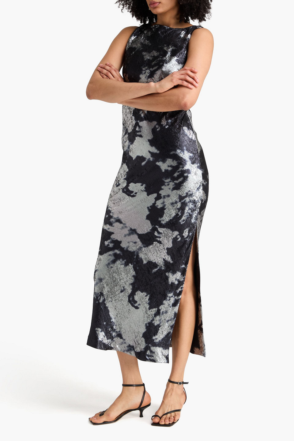  Rag & Bone - Maxikleid „margaret“ Aus Crêpe De Chine Mit Print Und Metallic-effekt - Schwarz - Us 00 