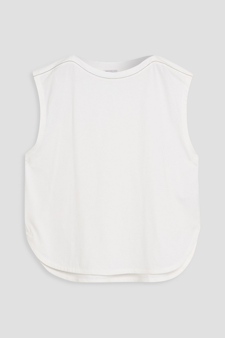 Brunello Cucinelli Bead-embellished Cotton-jersey Top In White