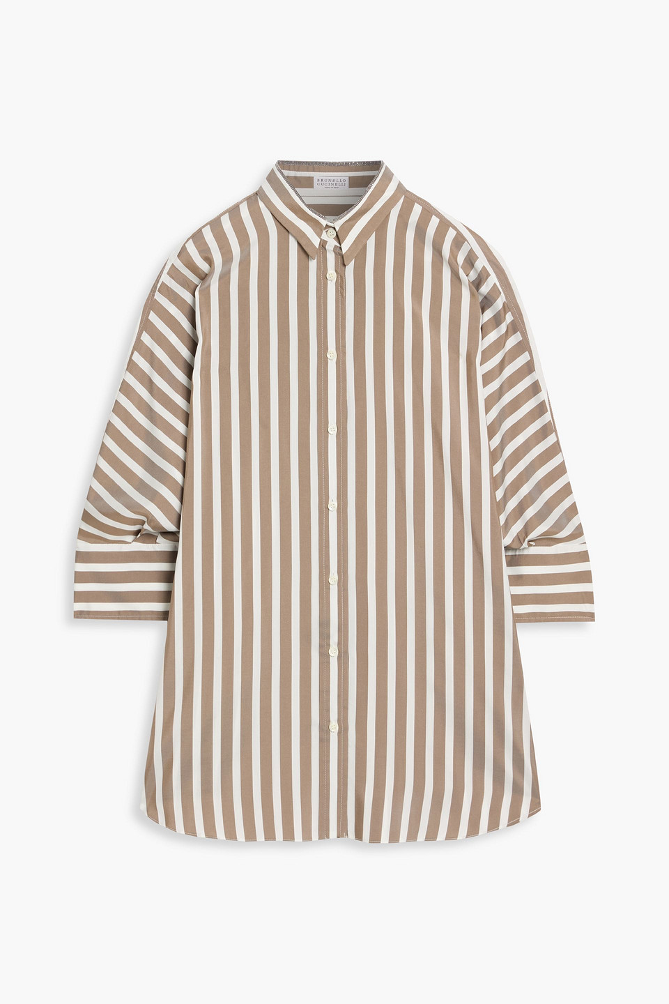 Brunello Cucinelli Striped Silk Shirt In Multi