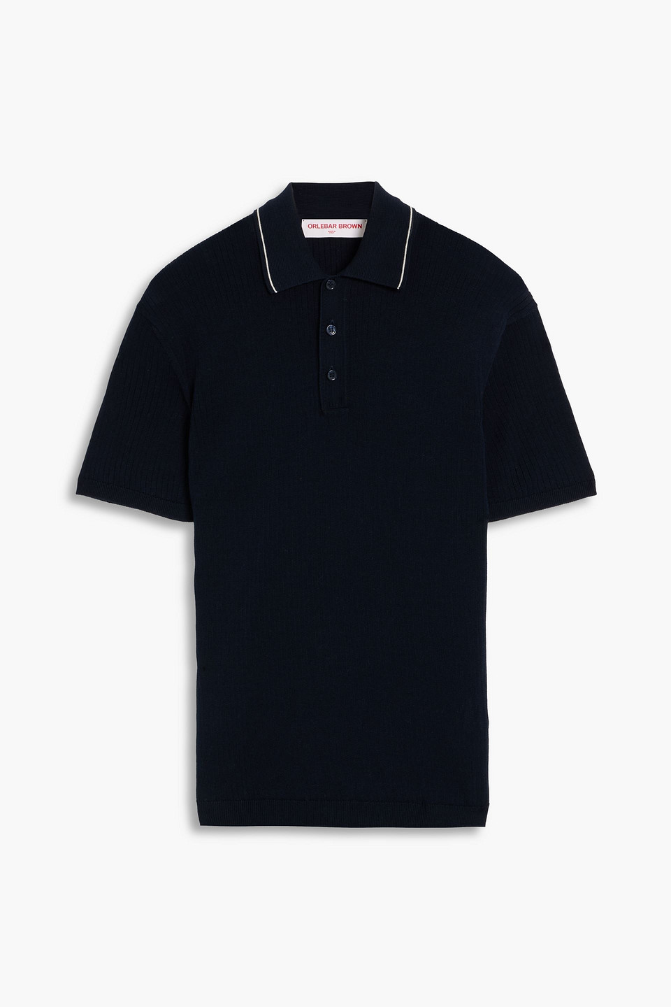 orlebar brown - maranon ribbed cotton polo shirt - blue - xs