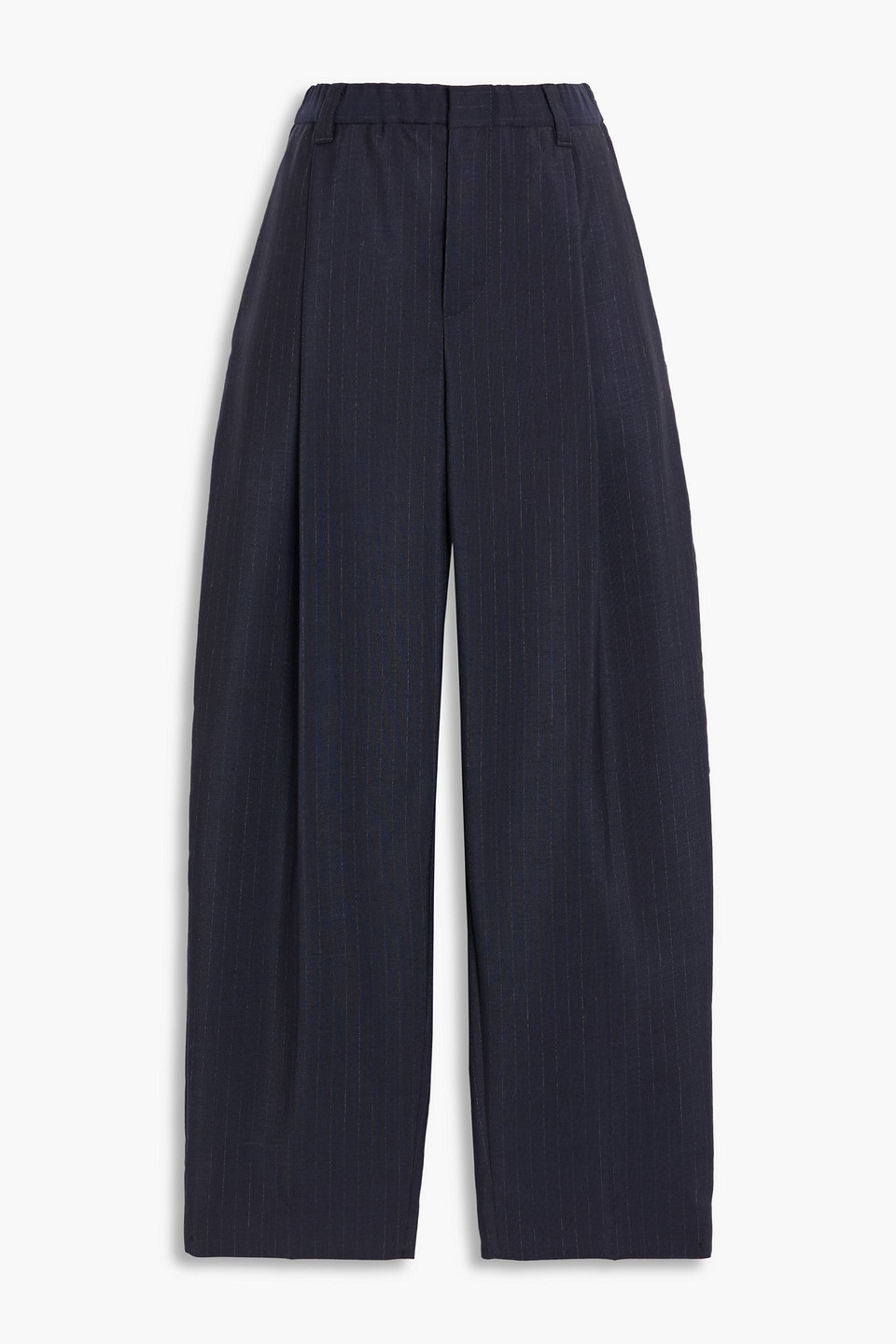 Brunello Cucinelli Pinstriped Mohair And Wool-blend Straight-leg Pants In Blue