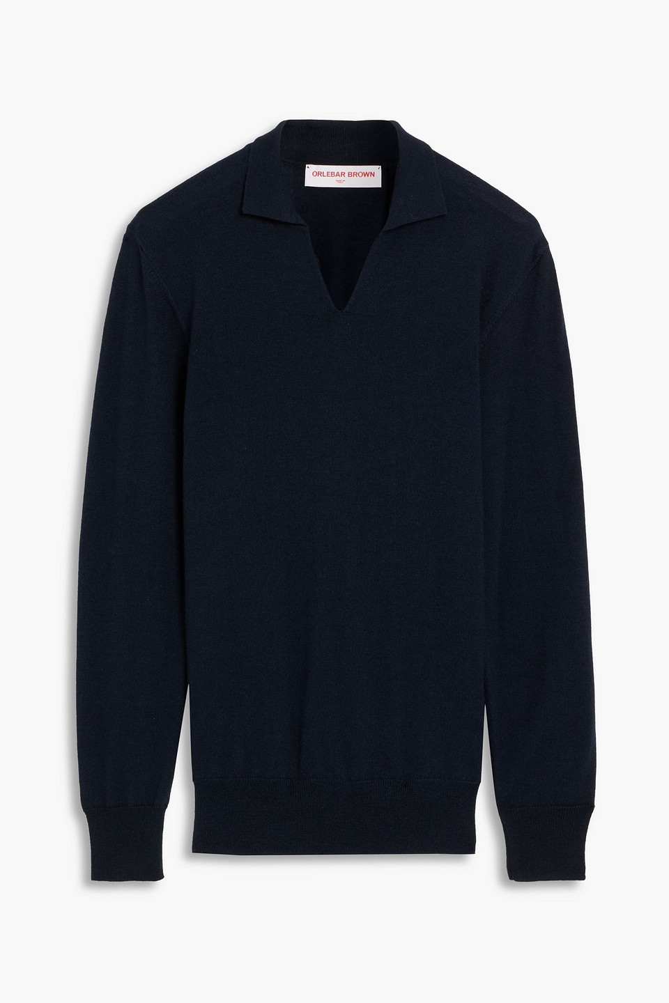orlebar brown - mallory merino wool and silk-blend polo sweater - blue - s