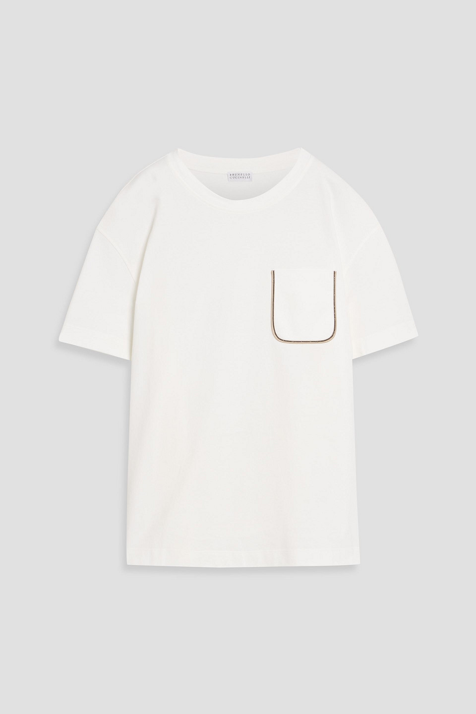 Brunello Cucinelli Bead-embellished Cotton-jersey T-shirt In White