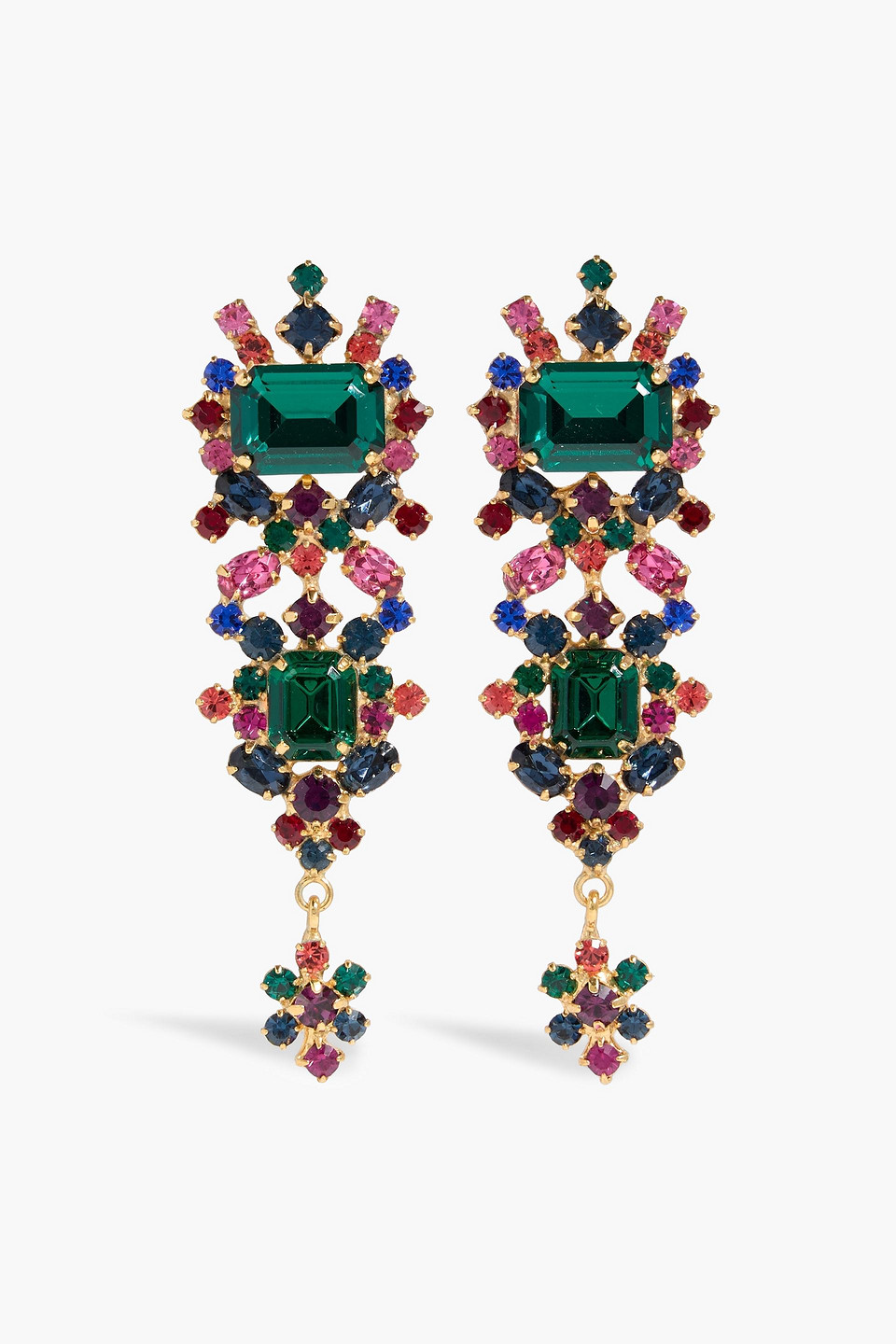 Jennifer Behr Cadence Gold-tone Crystal Earrings In Green
