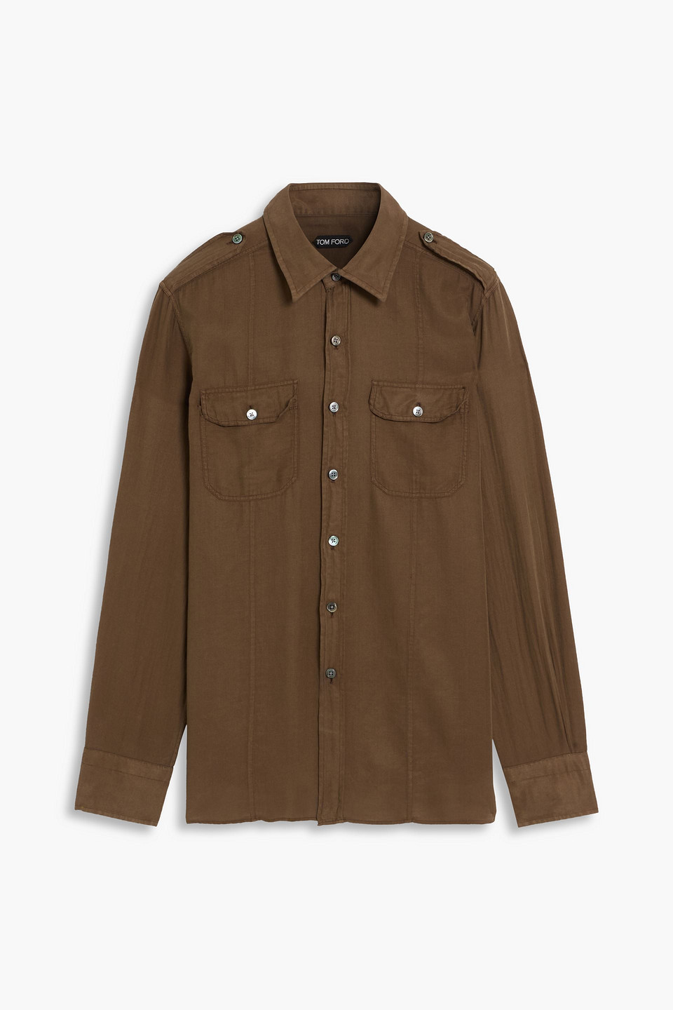 tom ford - cotton and silk-blend twill shirt - green - eu 44