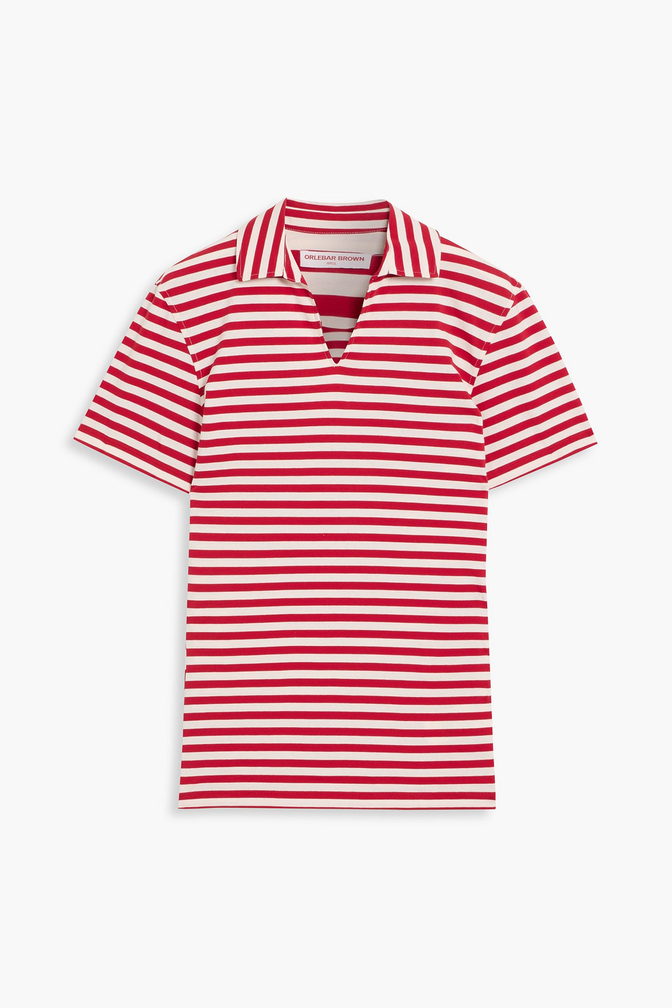 orlebar brown - mayer striped cotton-jersey polo shirt - red - s